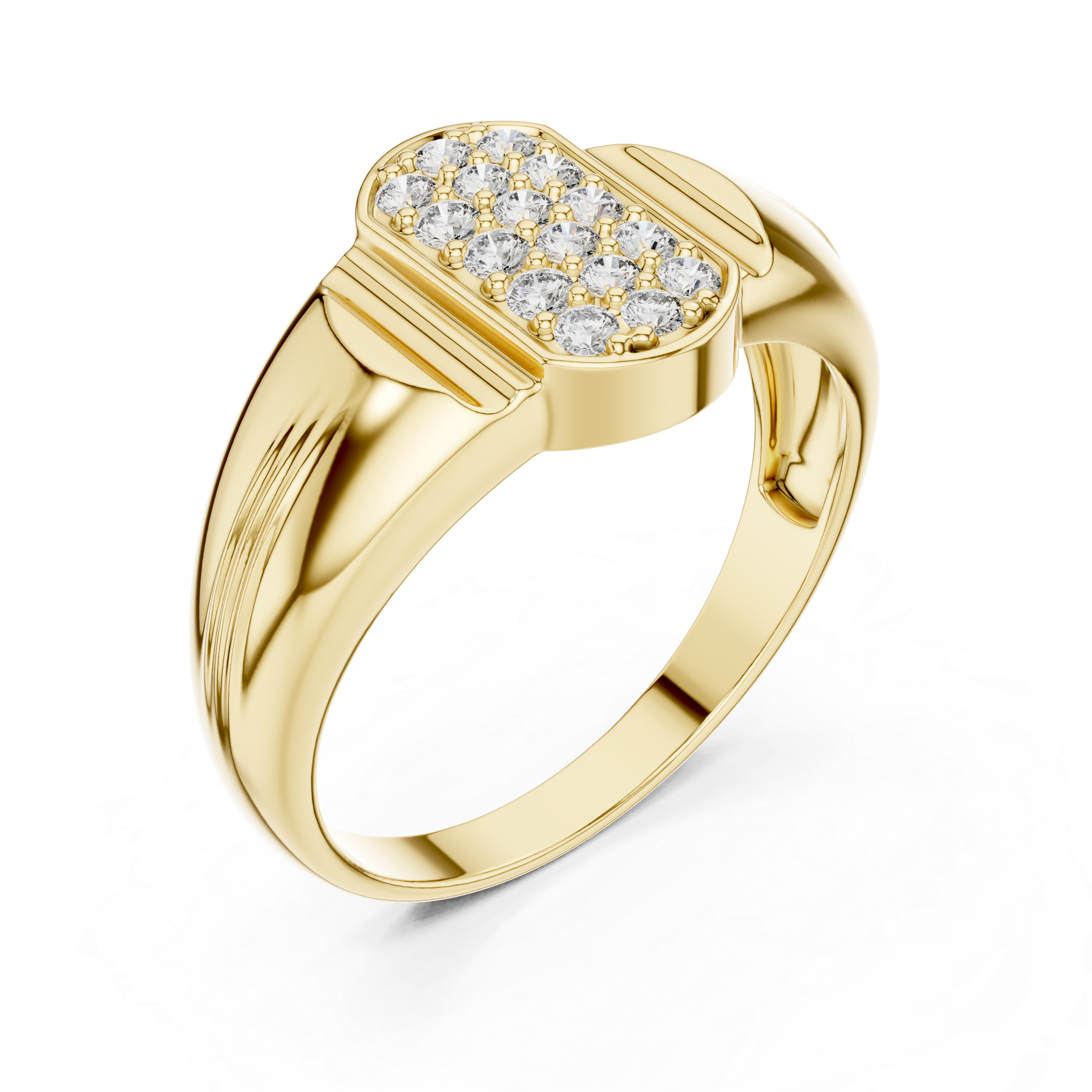 Oval Cluster Diamond Signet Ring