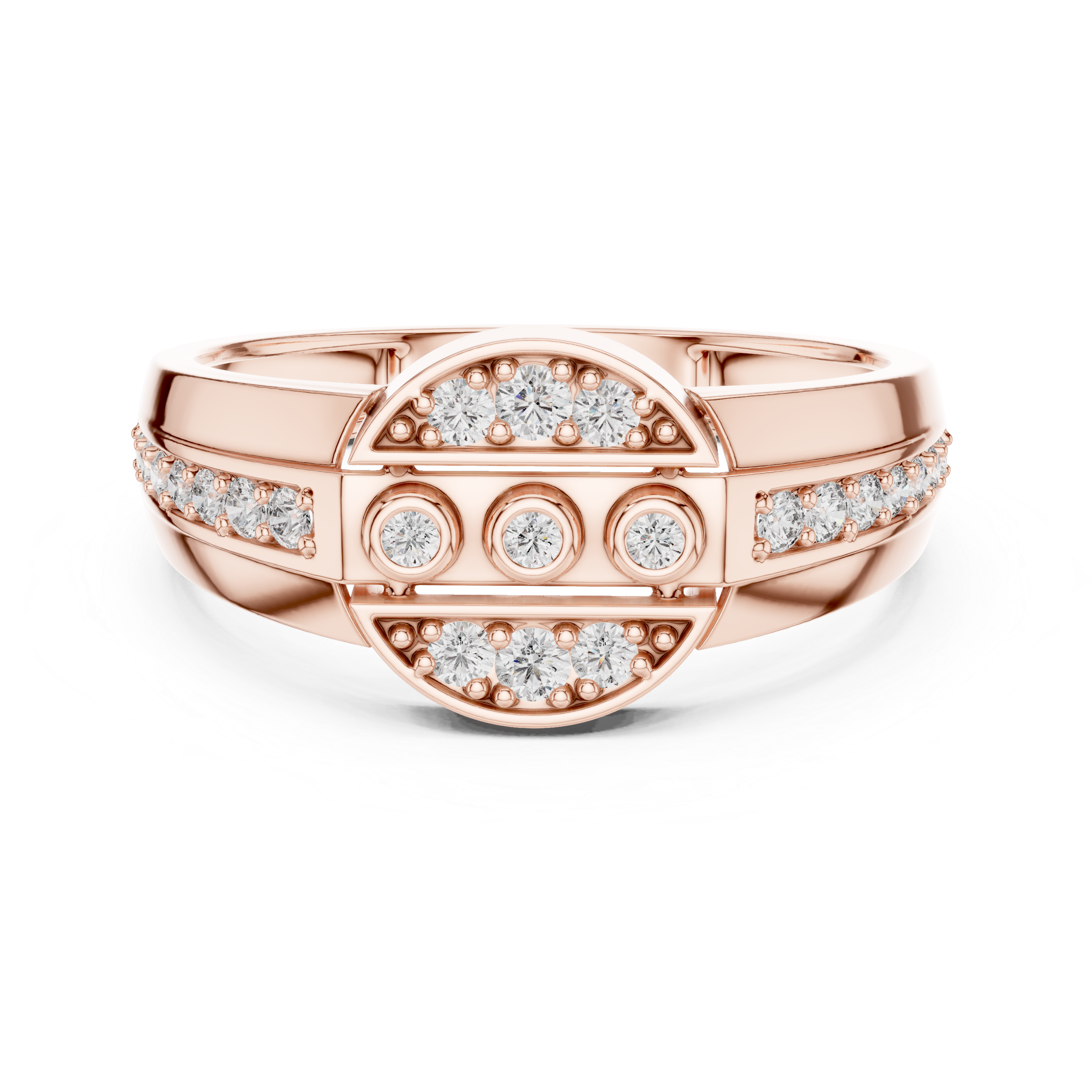 Modern Circular Halo Diamond Statement Ring