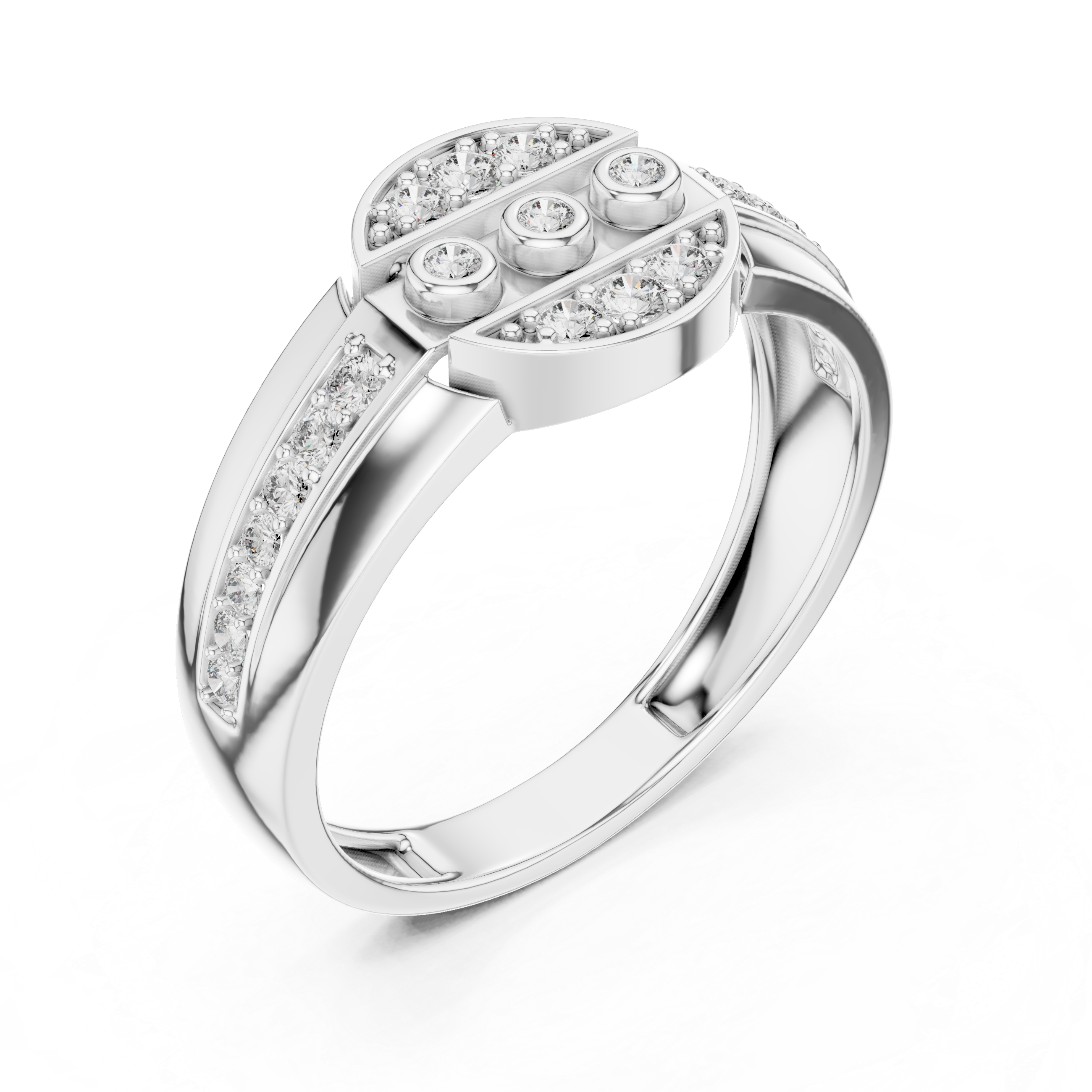 Modern Circular Halo Diamond Statement Ring