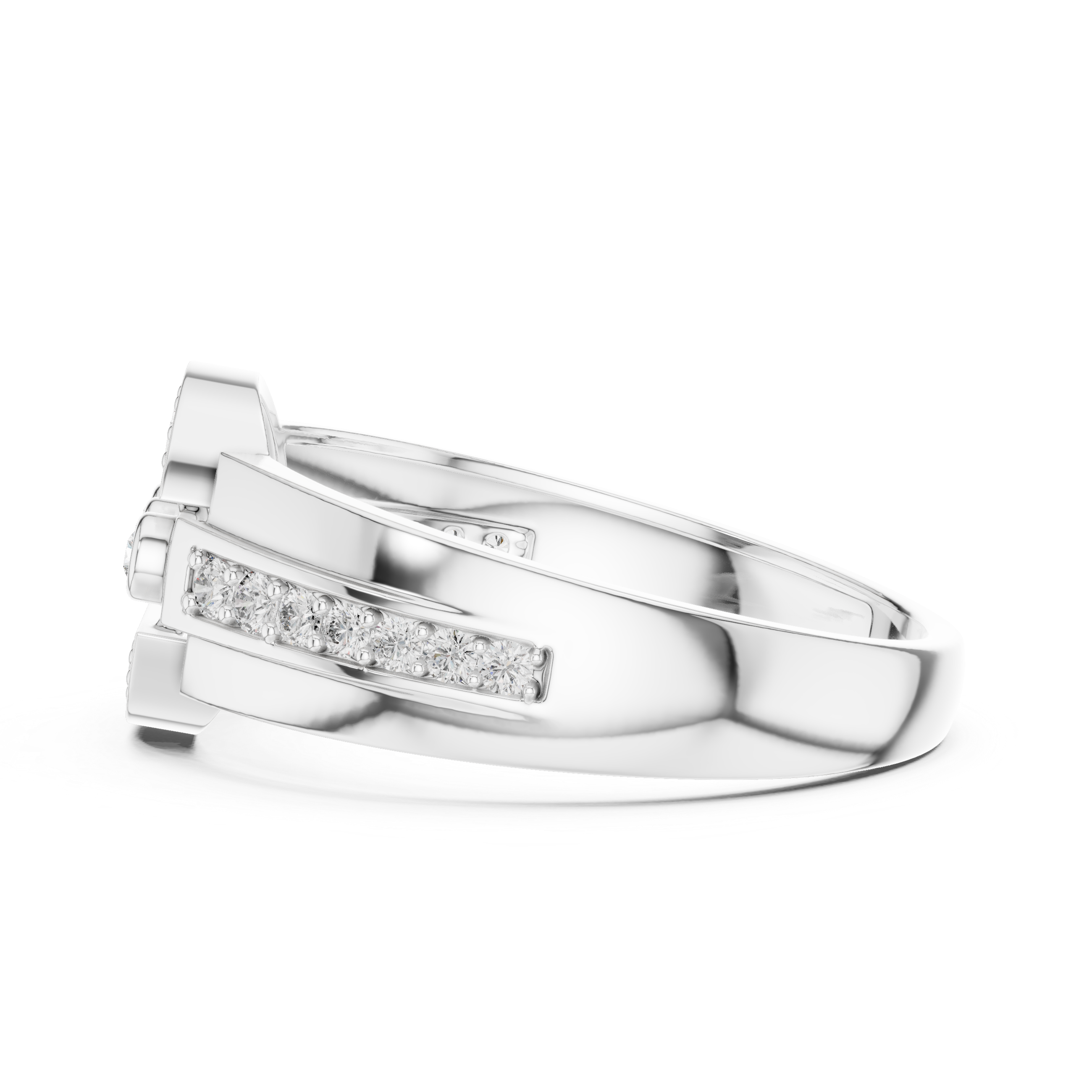 Modern Circular Halo Diamond Statement Ring