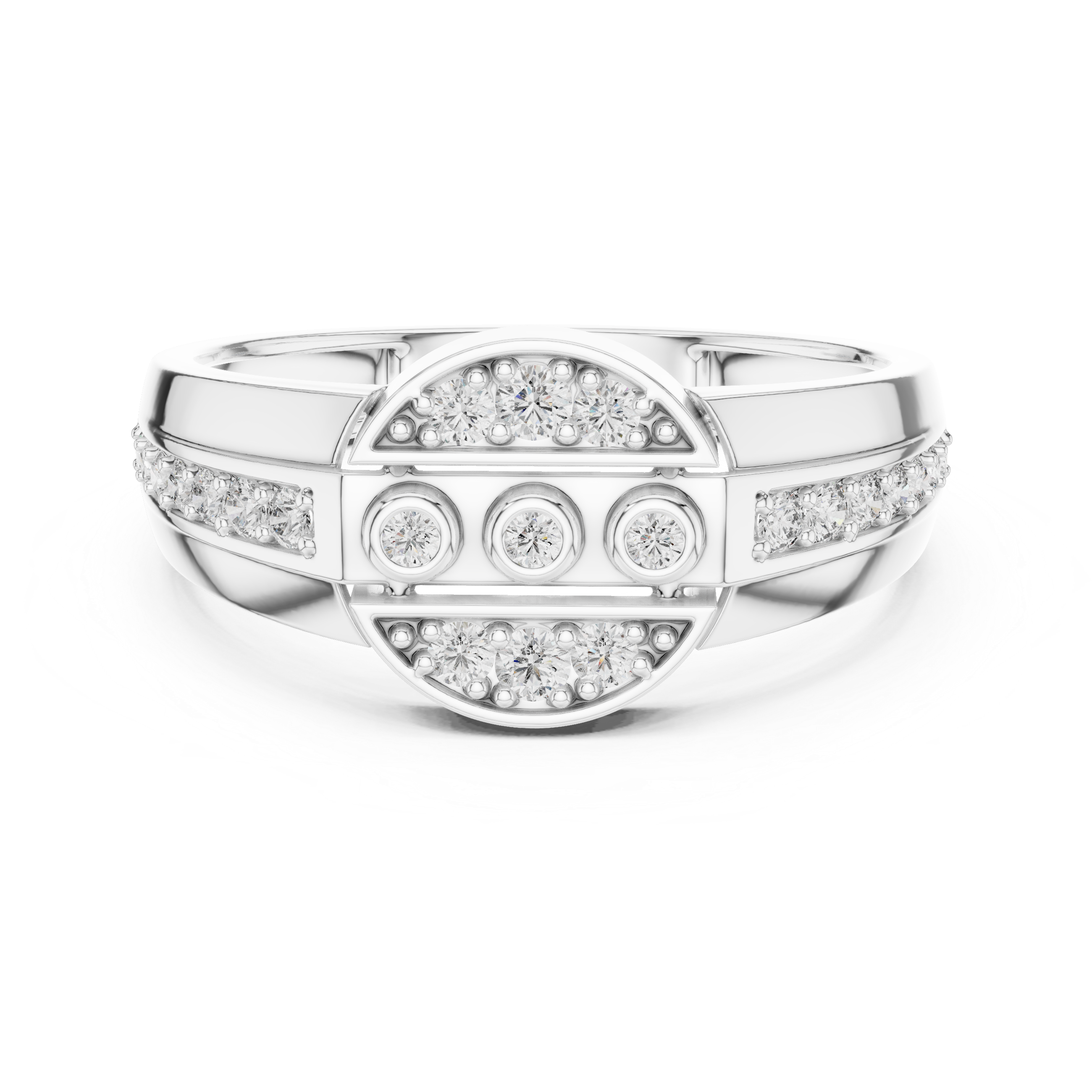 Modern Circular Halo Diamond Statement Ring