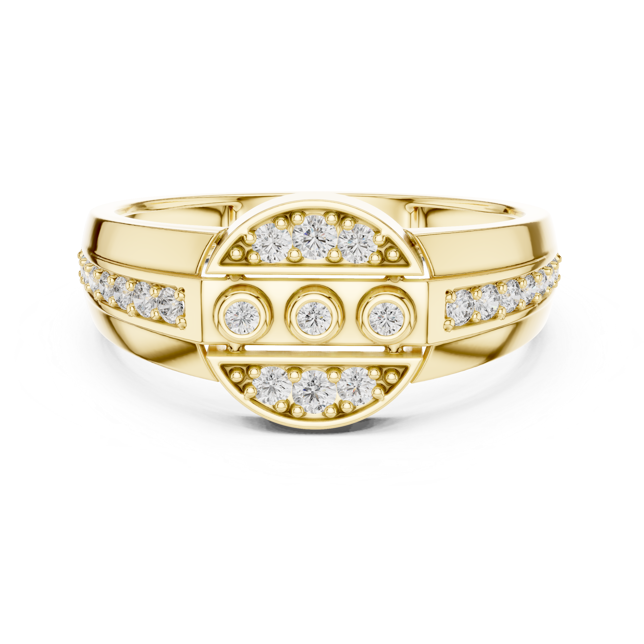 Modern Circular Halo Diamond Statement Ring