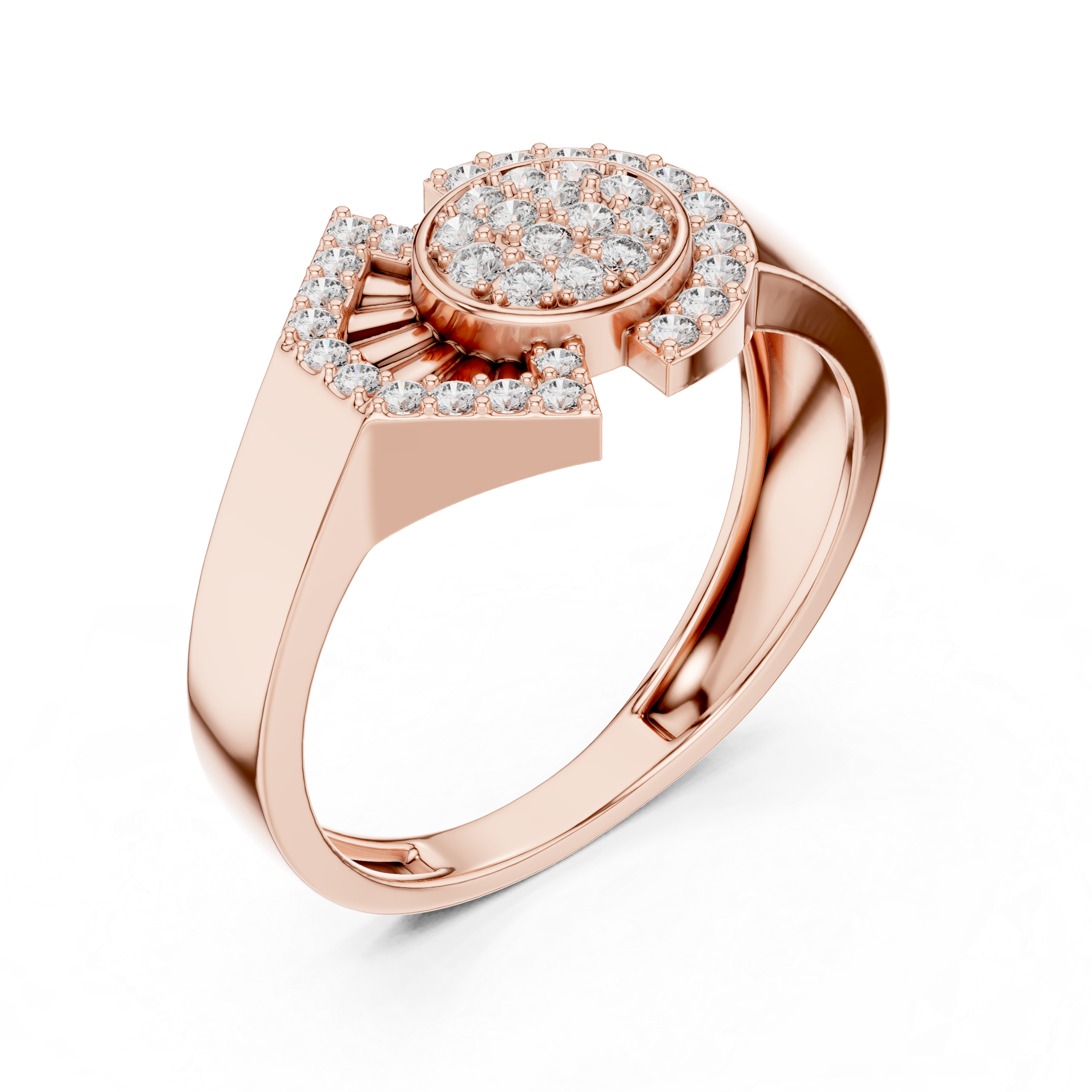 Art Deco Circle & Chevron Diamond Statement Ring