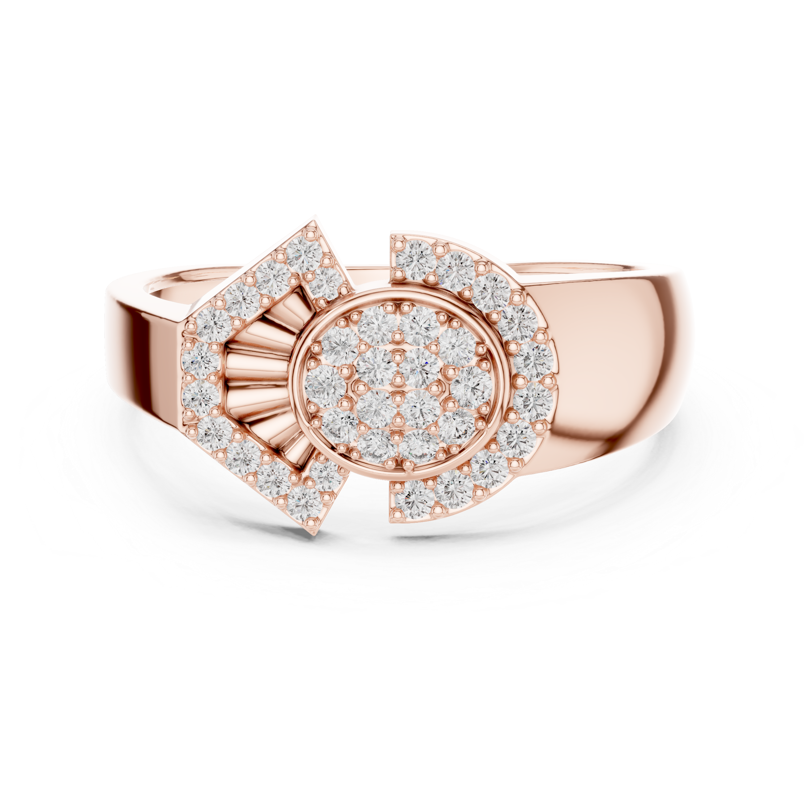 Art Deco Circle & Chevron Diamond Statement Ring