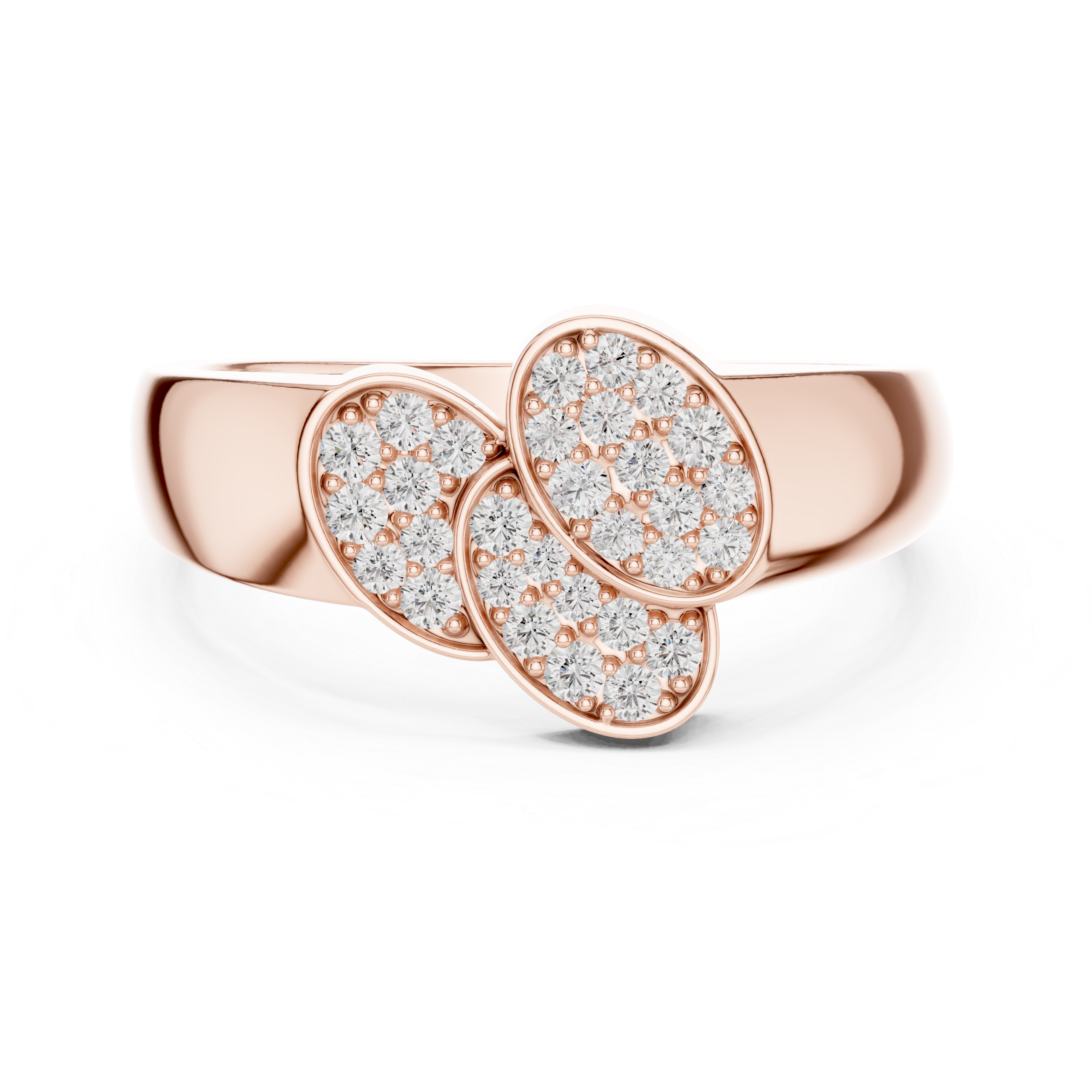Triple Oval Diamond Cluster Statement Ring