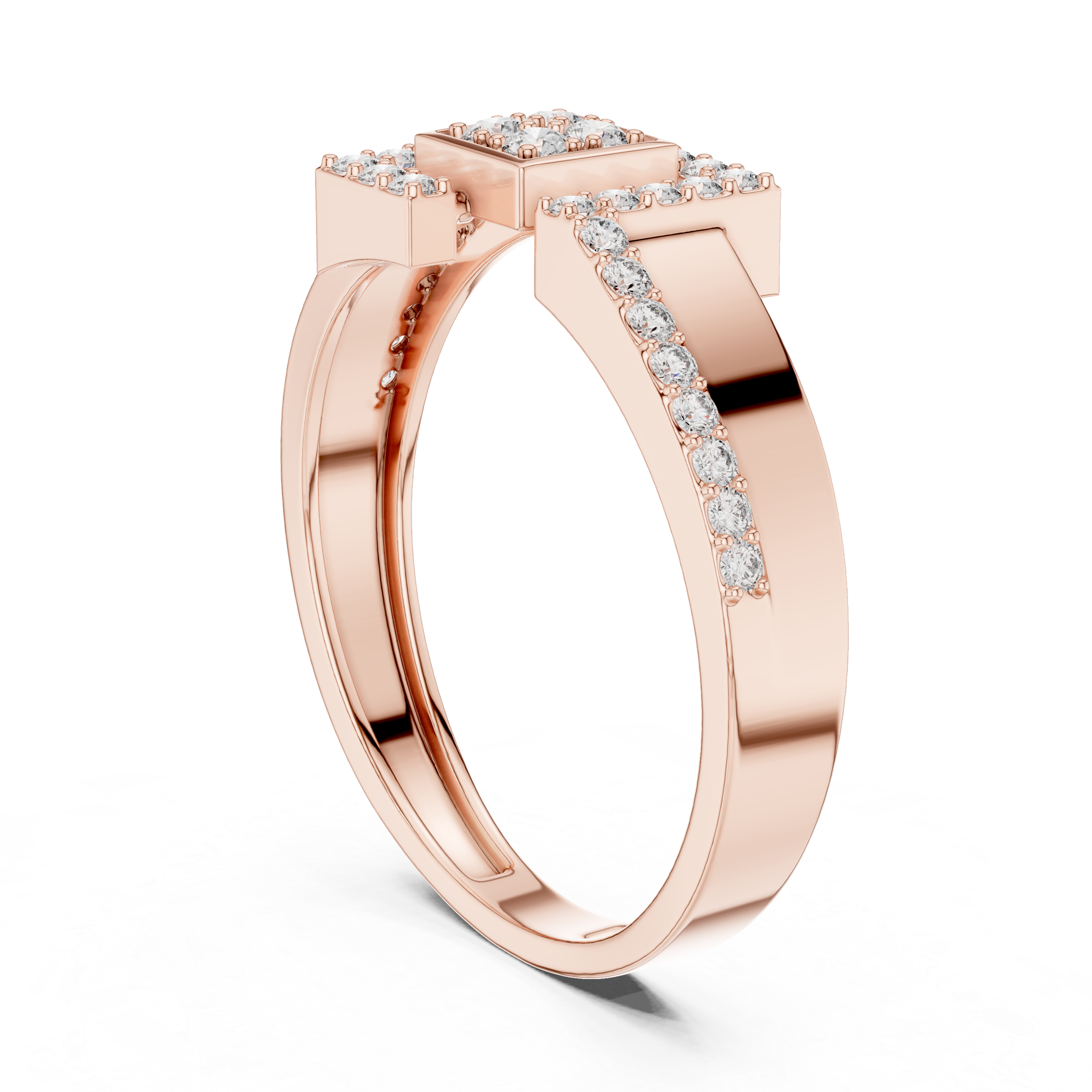 Geometric Square Halo Diamond Ring