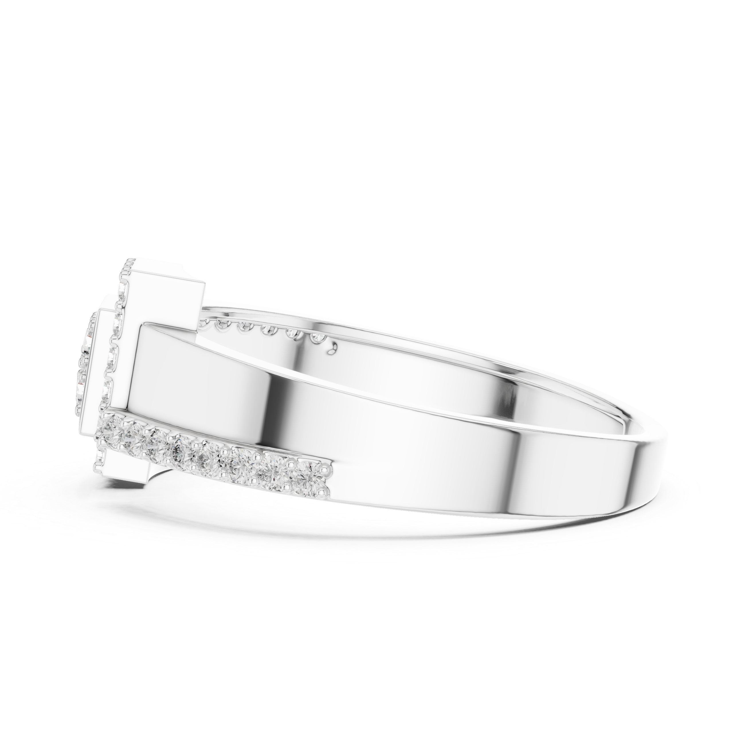 Geometric Square Halo Diamond Ring