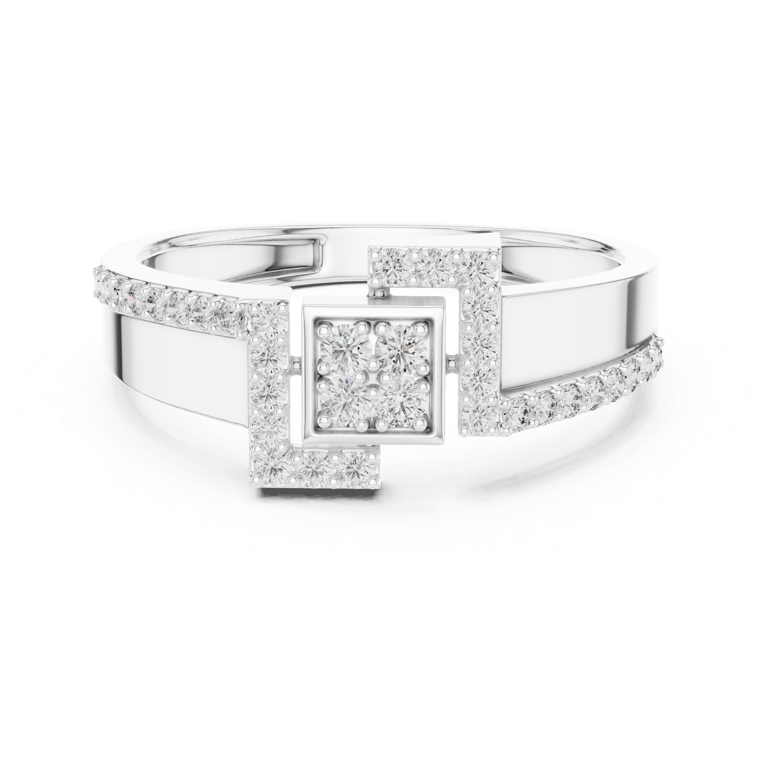 Geometric Square Halo Diamond Ring