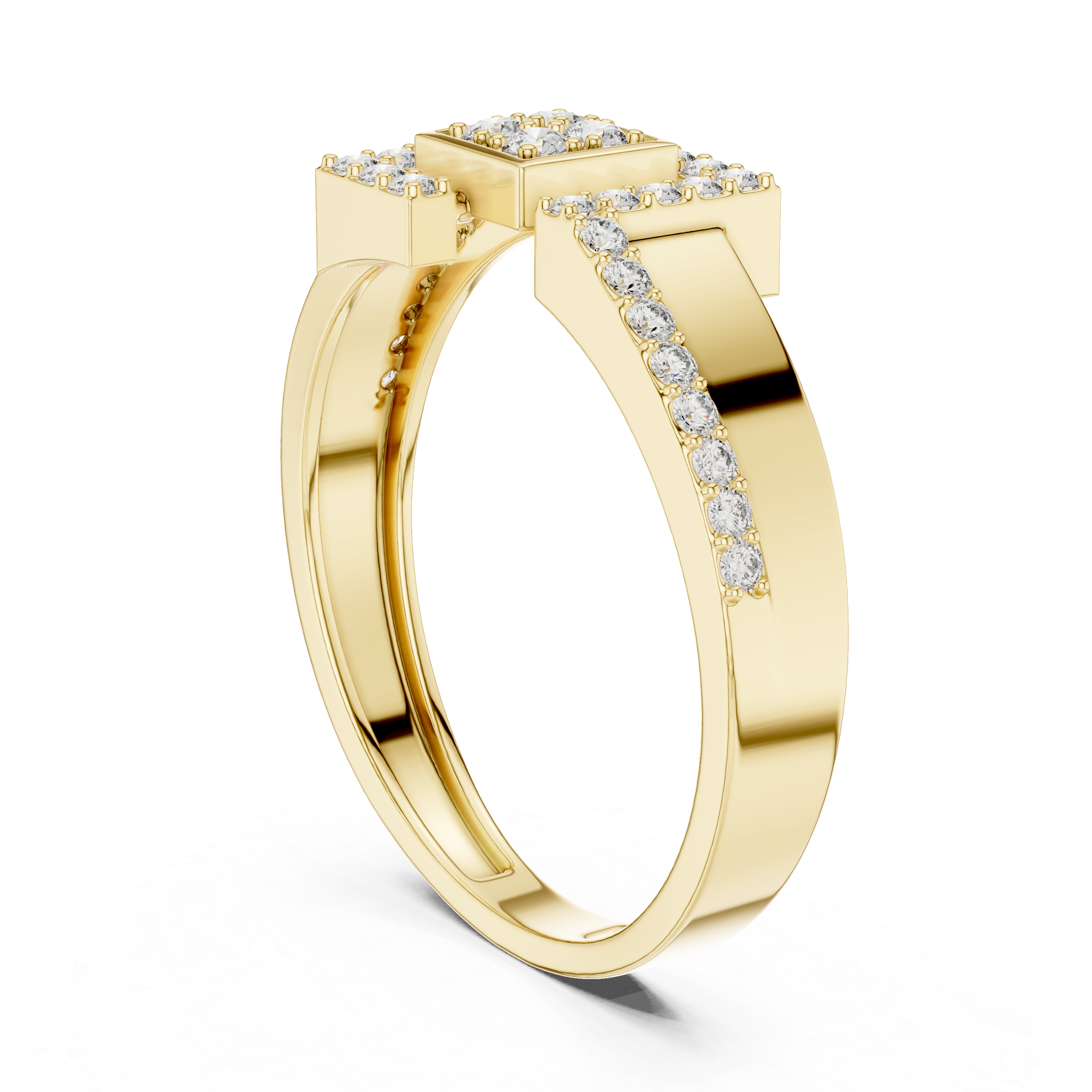 Geometric Square Halo Diamond Ring