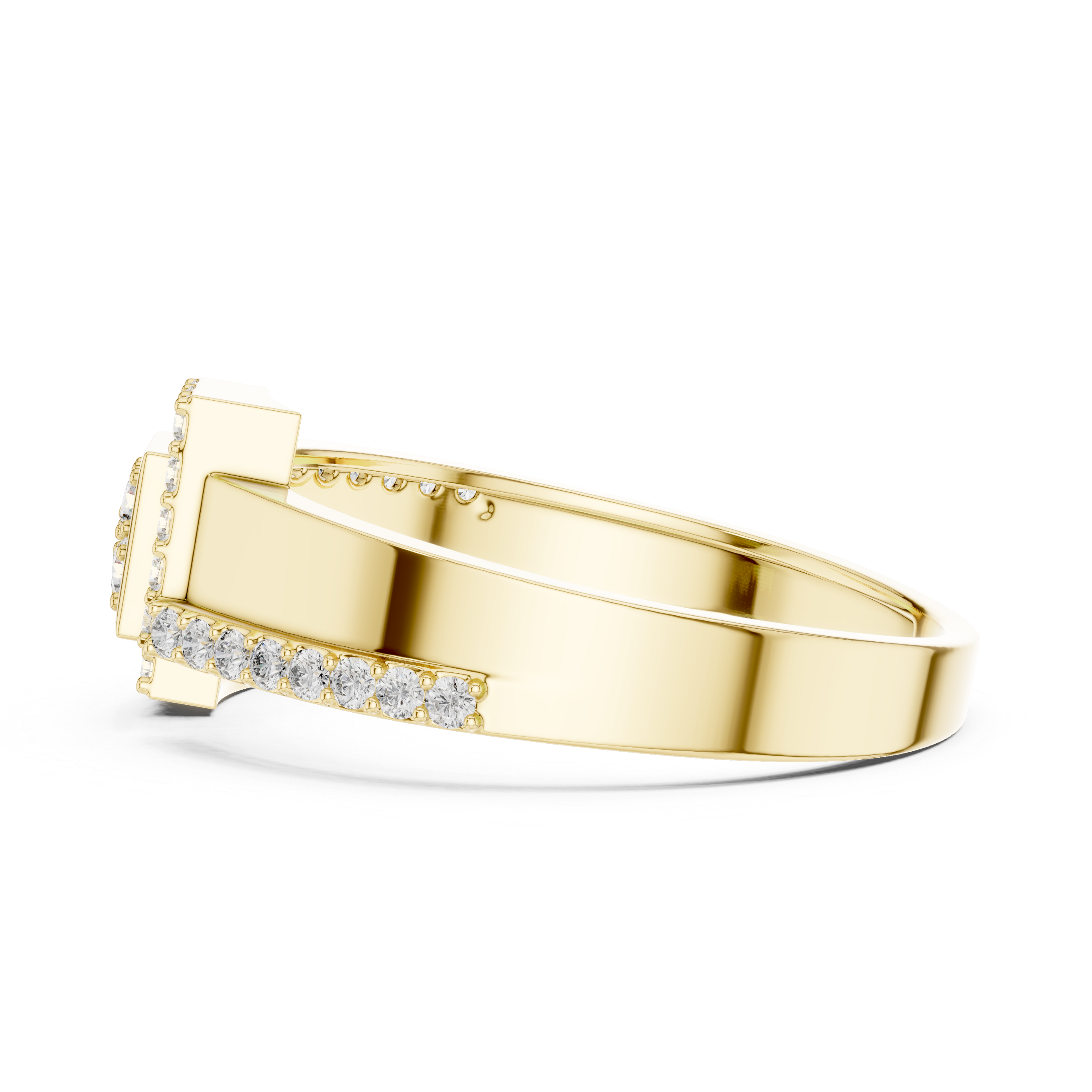 Geometric Square Halo Diamond Ring