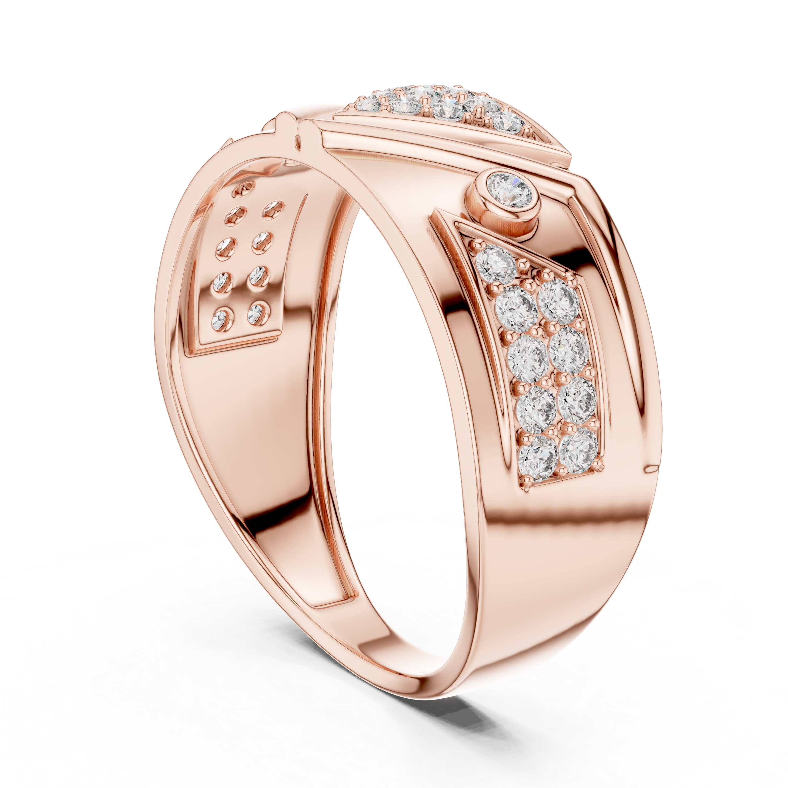 Modern Triangle Pavé Diamond Band Ring