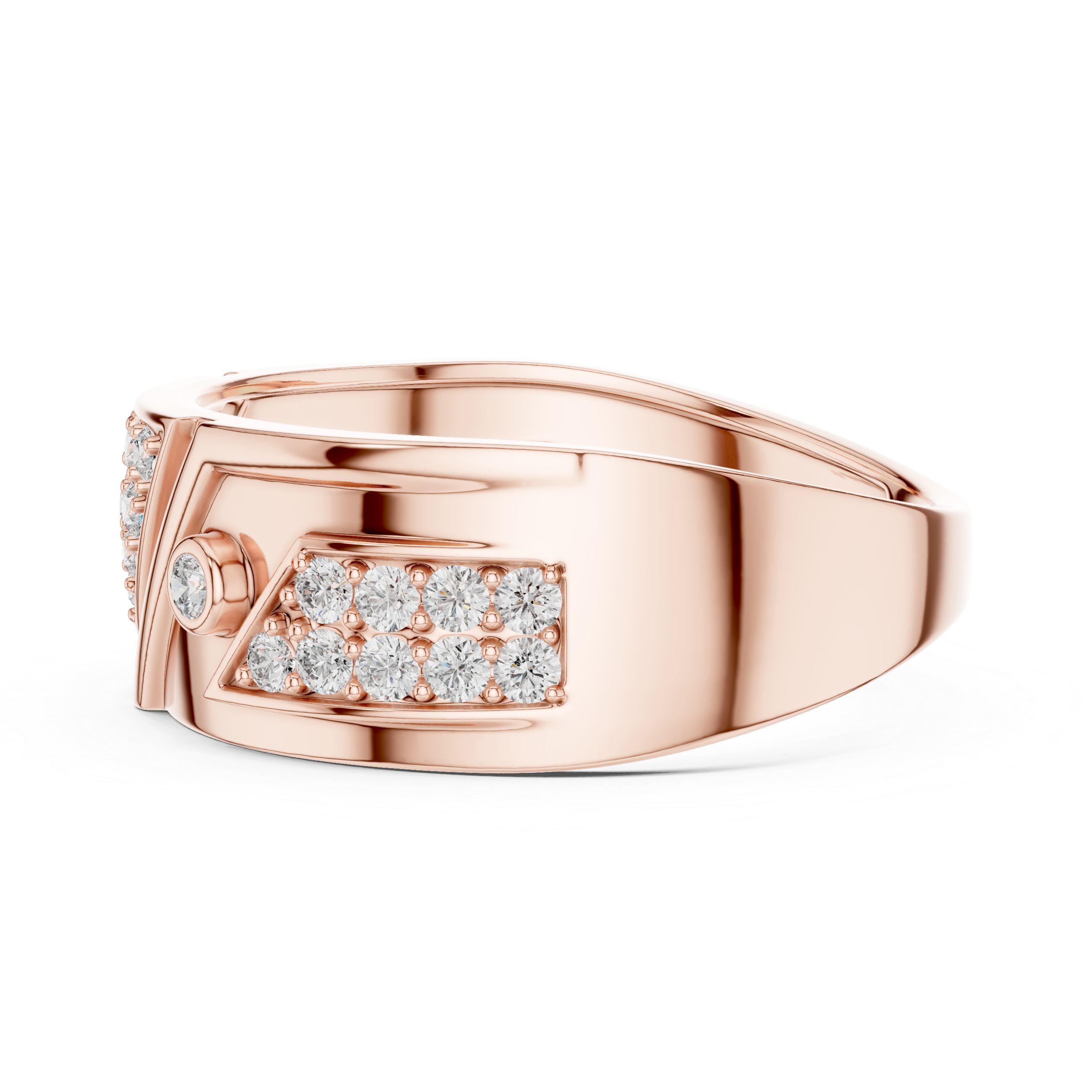 Modern Triangle Pavé Diamond Band Ring