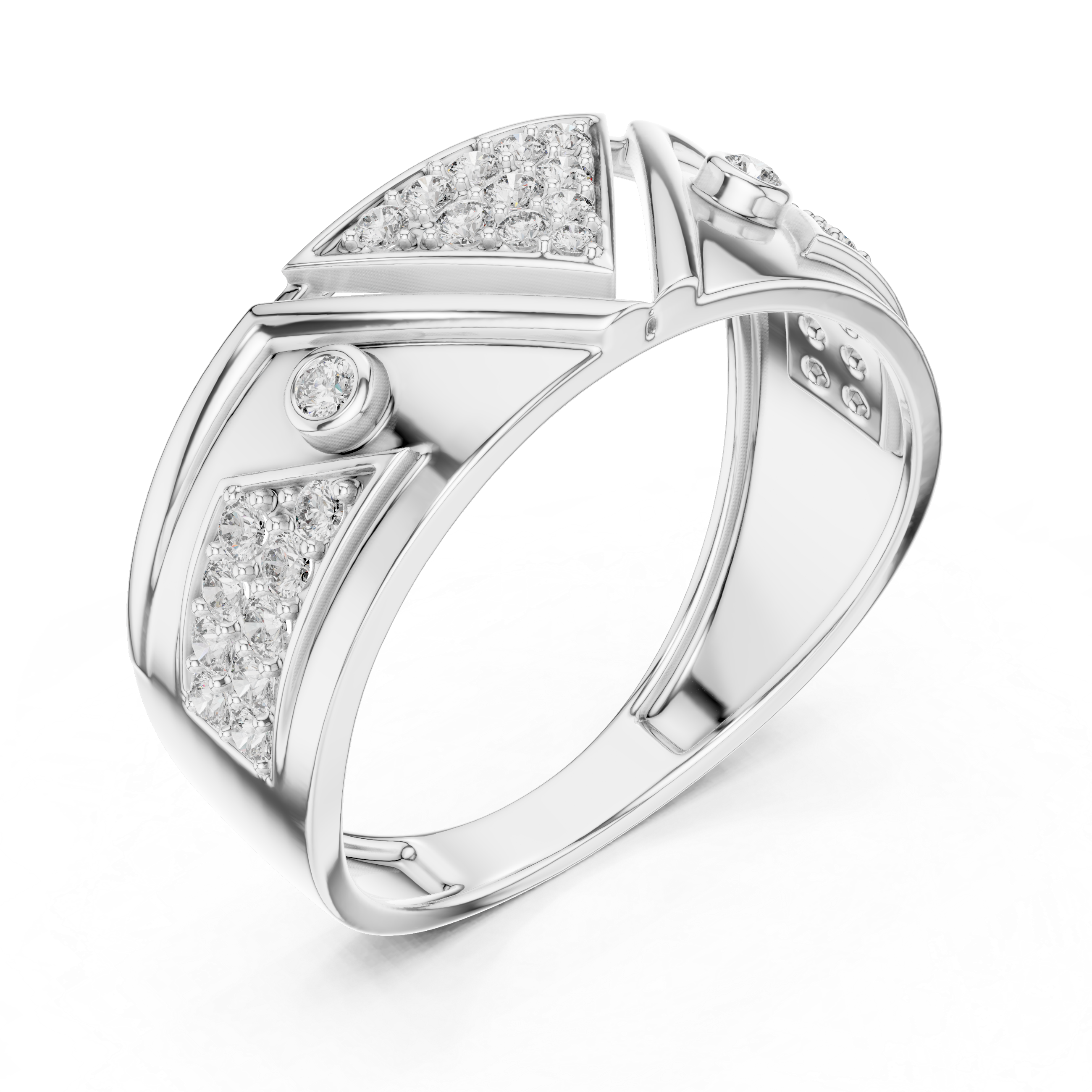 Modern Triangle Pavé Diamond Band Ring