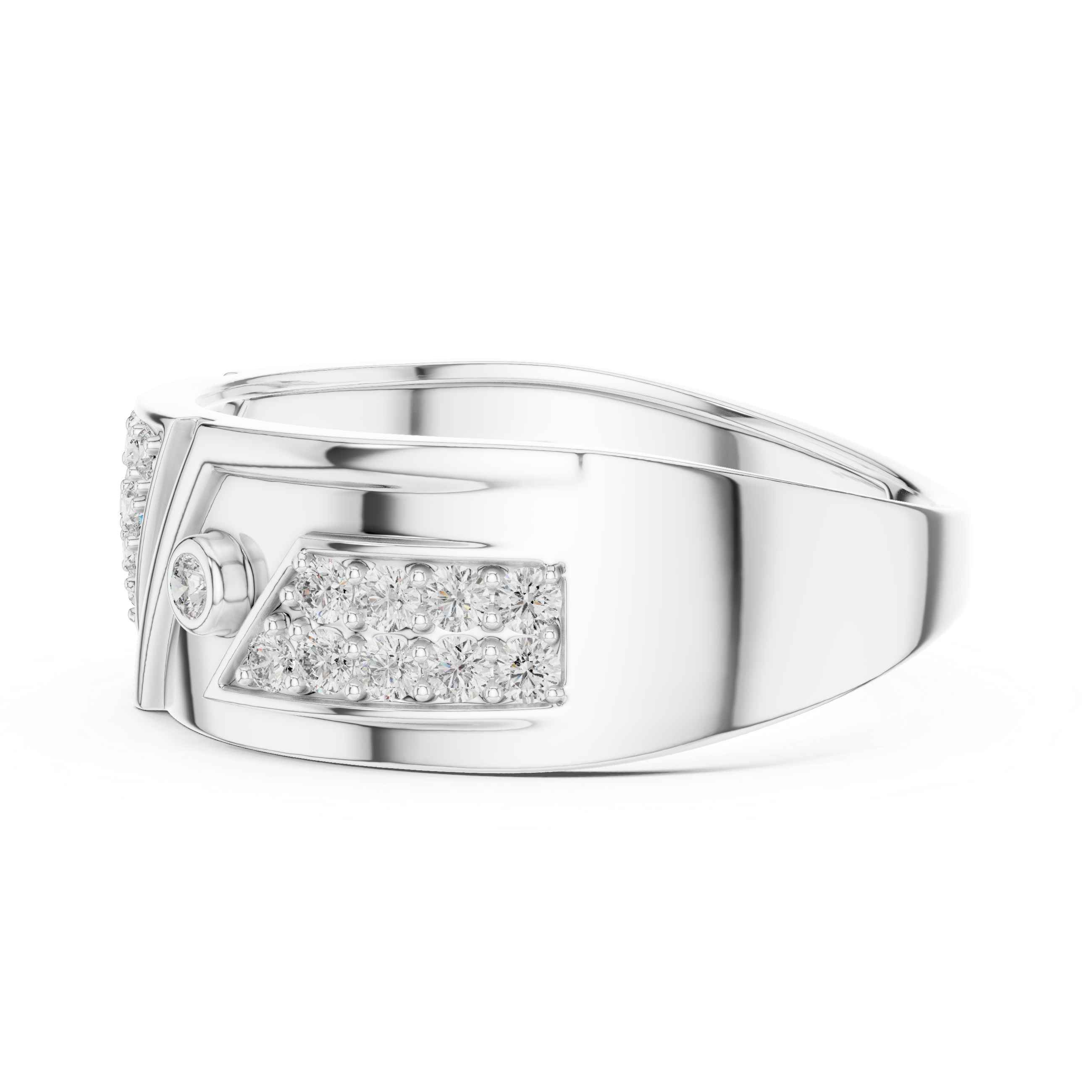 Modern Triangle Pavé Diamond Band Ring