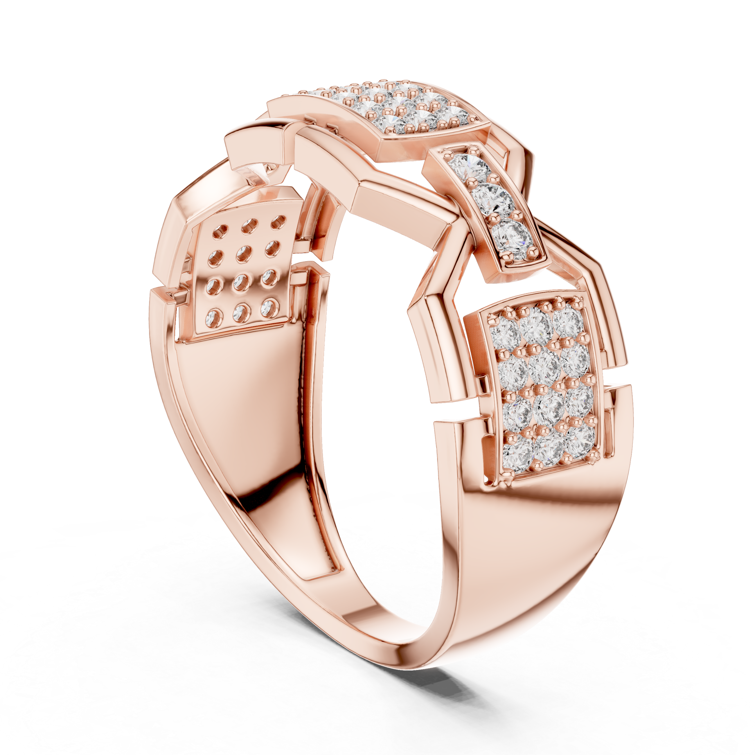 Geometric Pavé Diamond Signet Ring
