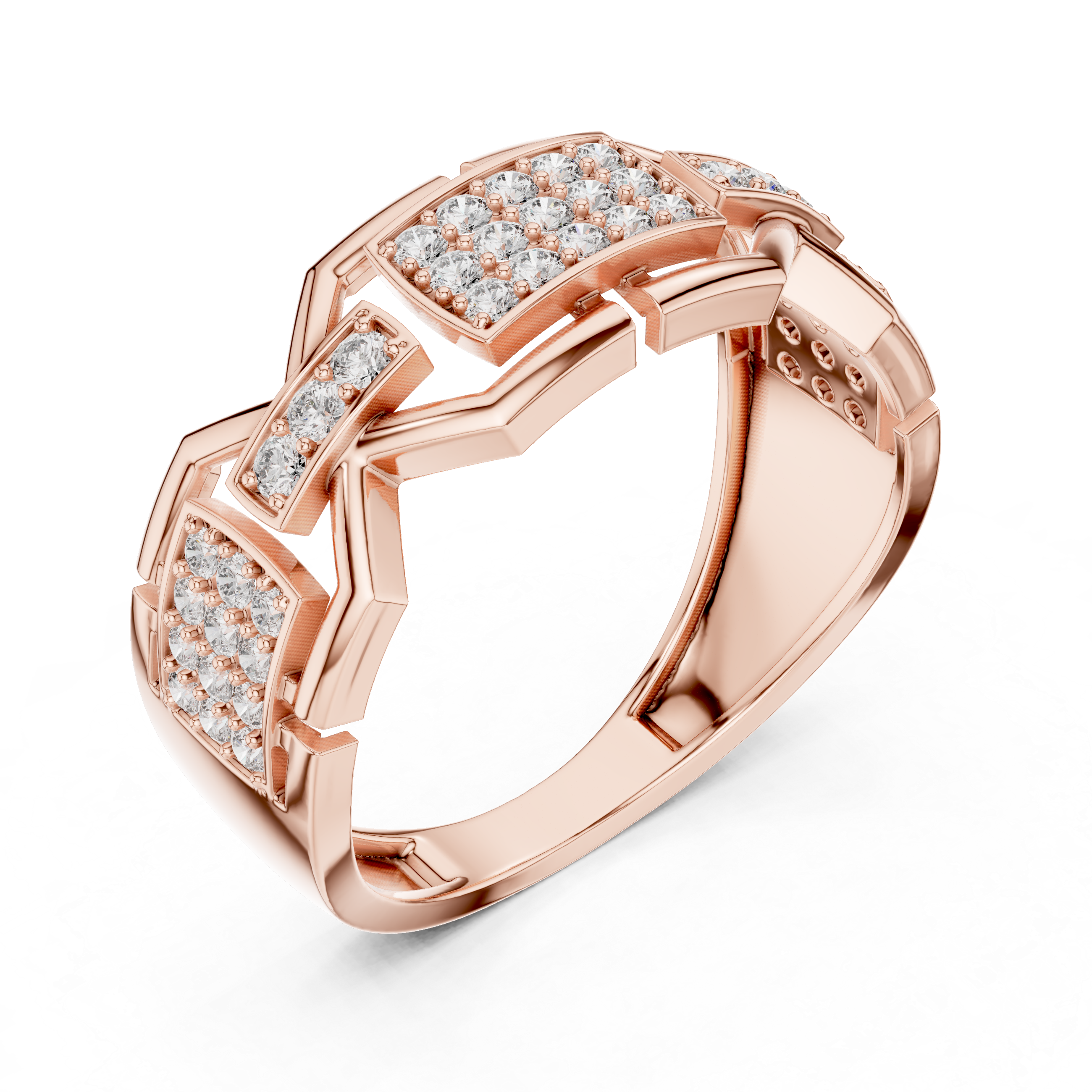 Geometric Pavé Diamond Signet Ring