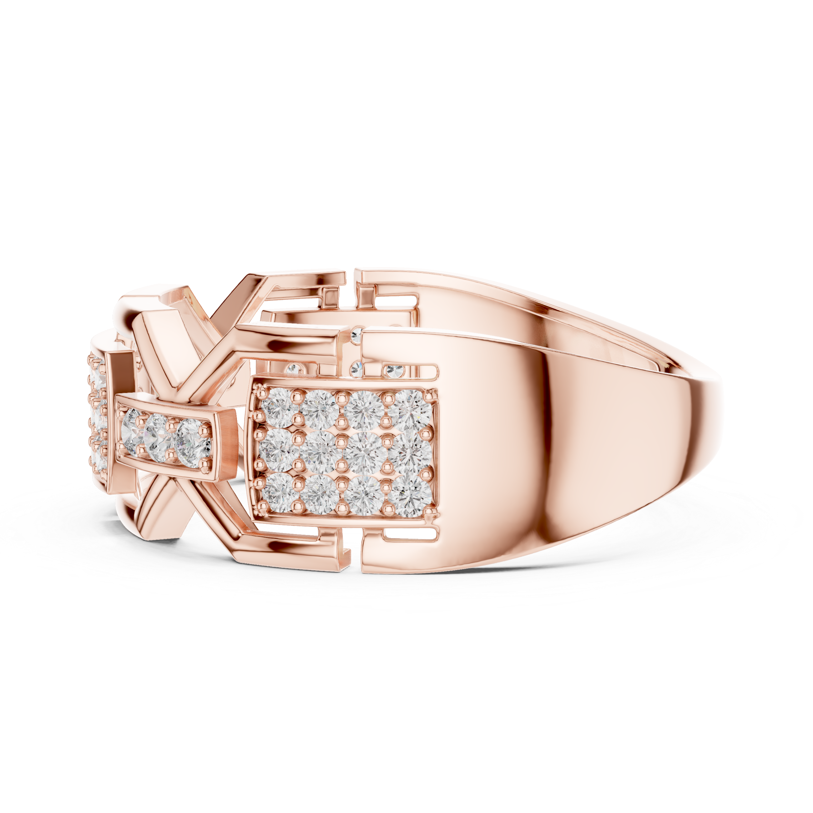 Geometric Pavé Diamond Signet Ring