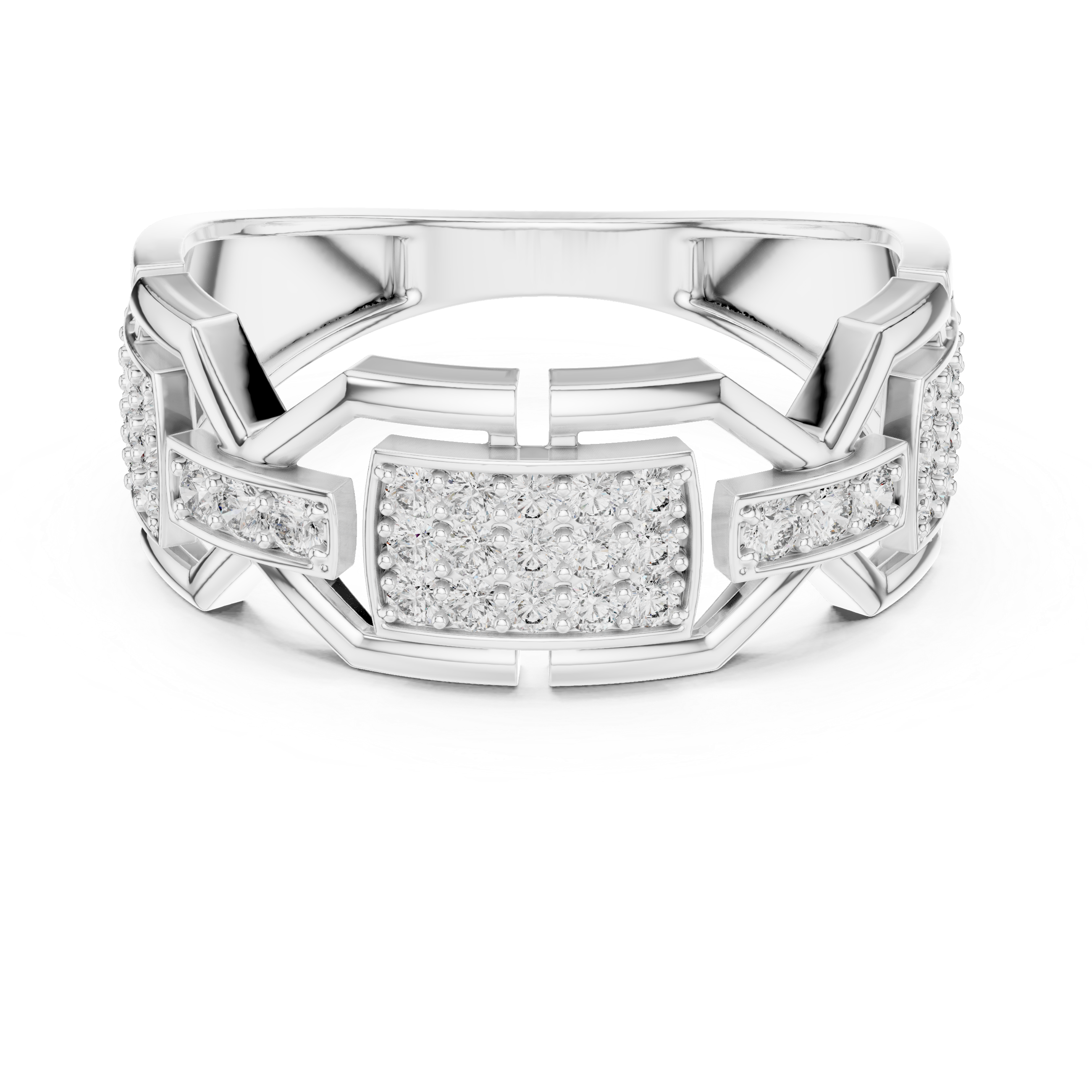 Geometric Pavé Diamond Signet Ring
