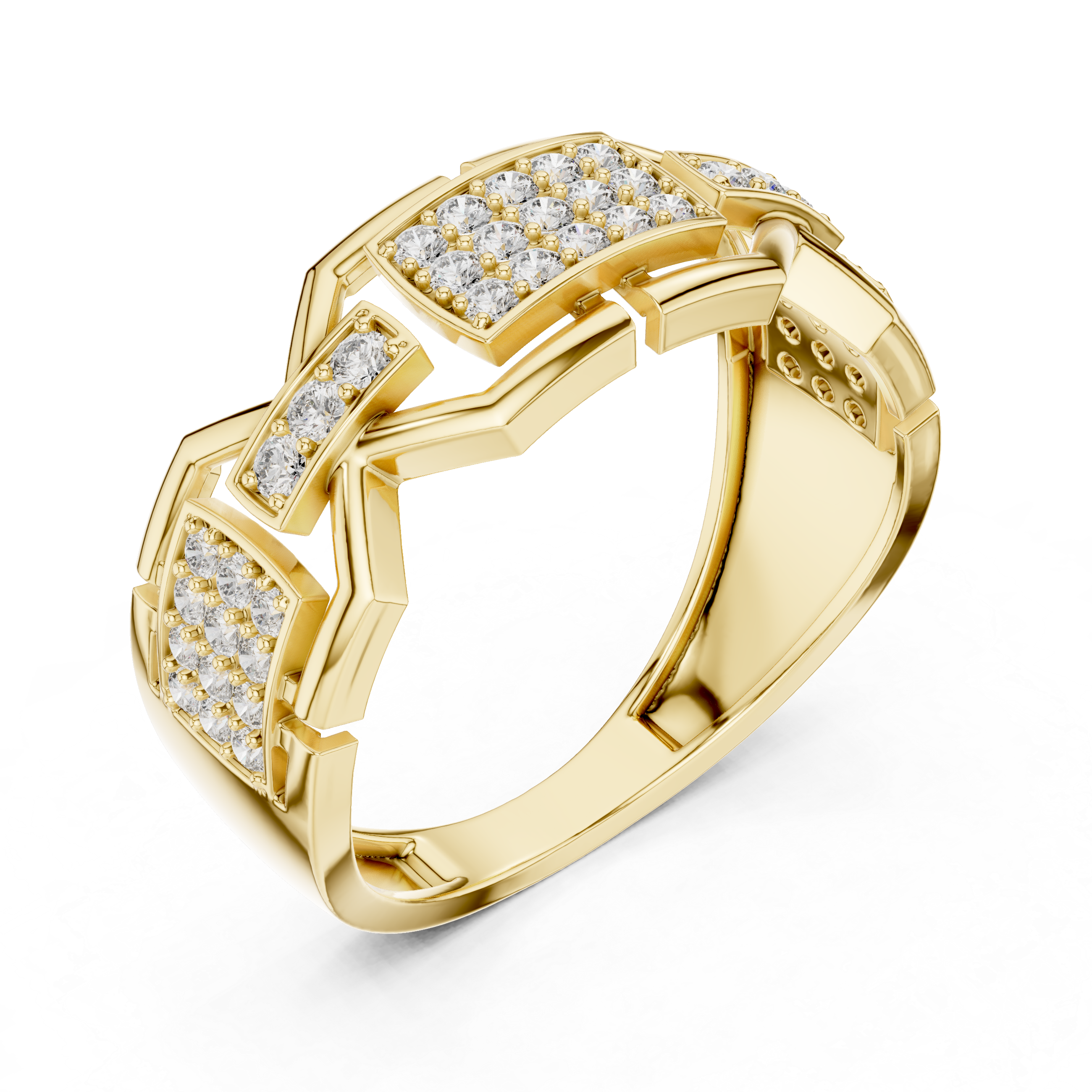 Geometric Pavé Diamond Signet Ring