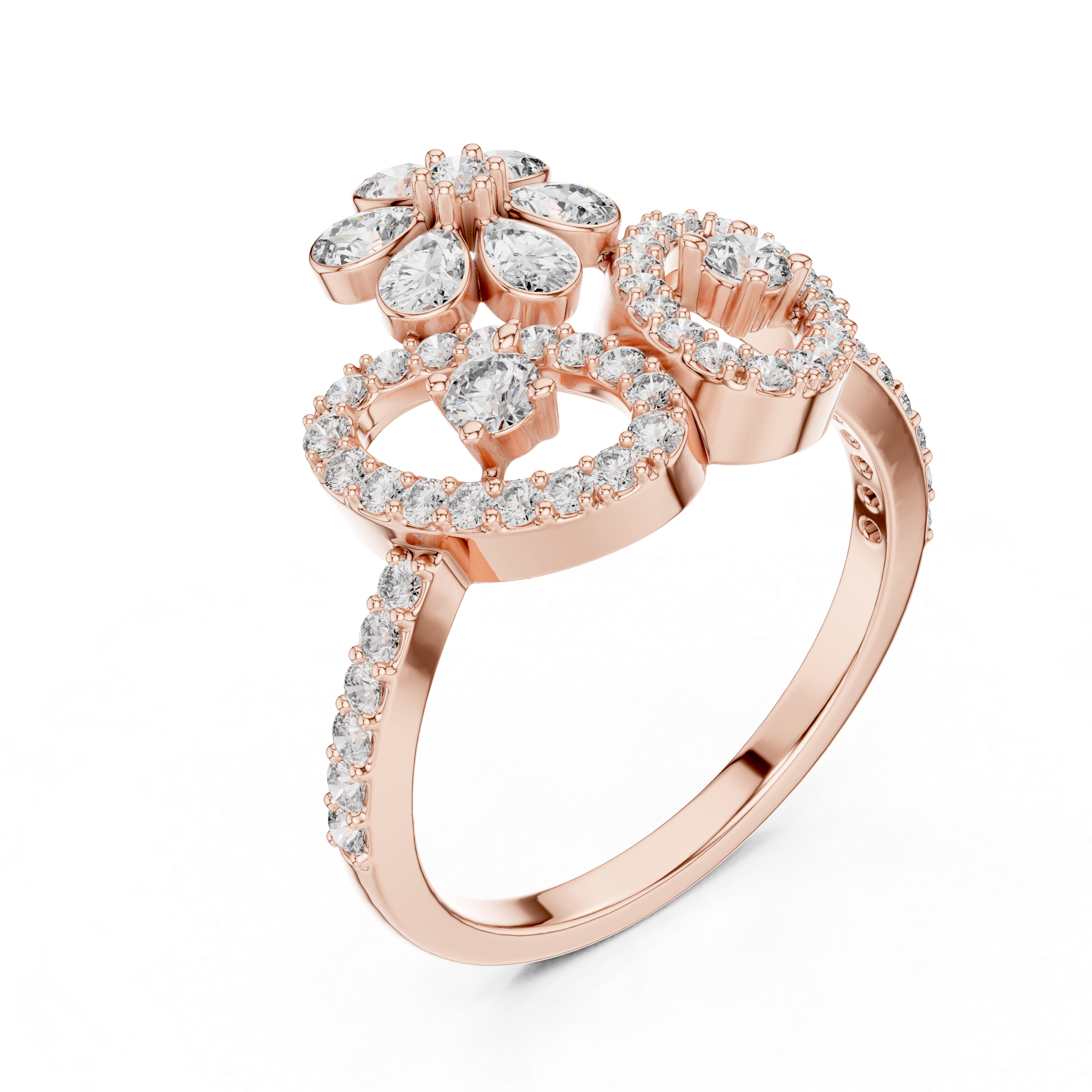 Floral Vine Diamond Statement Ring