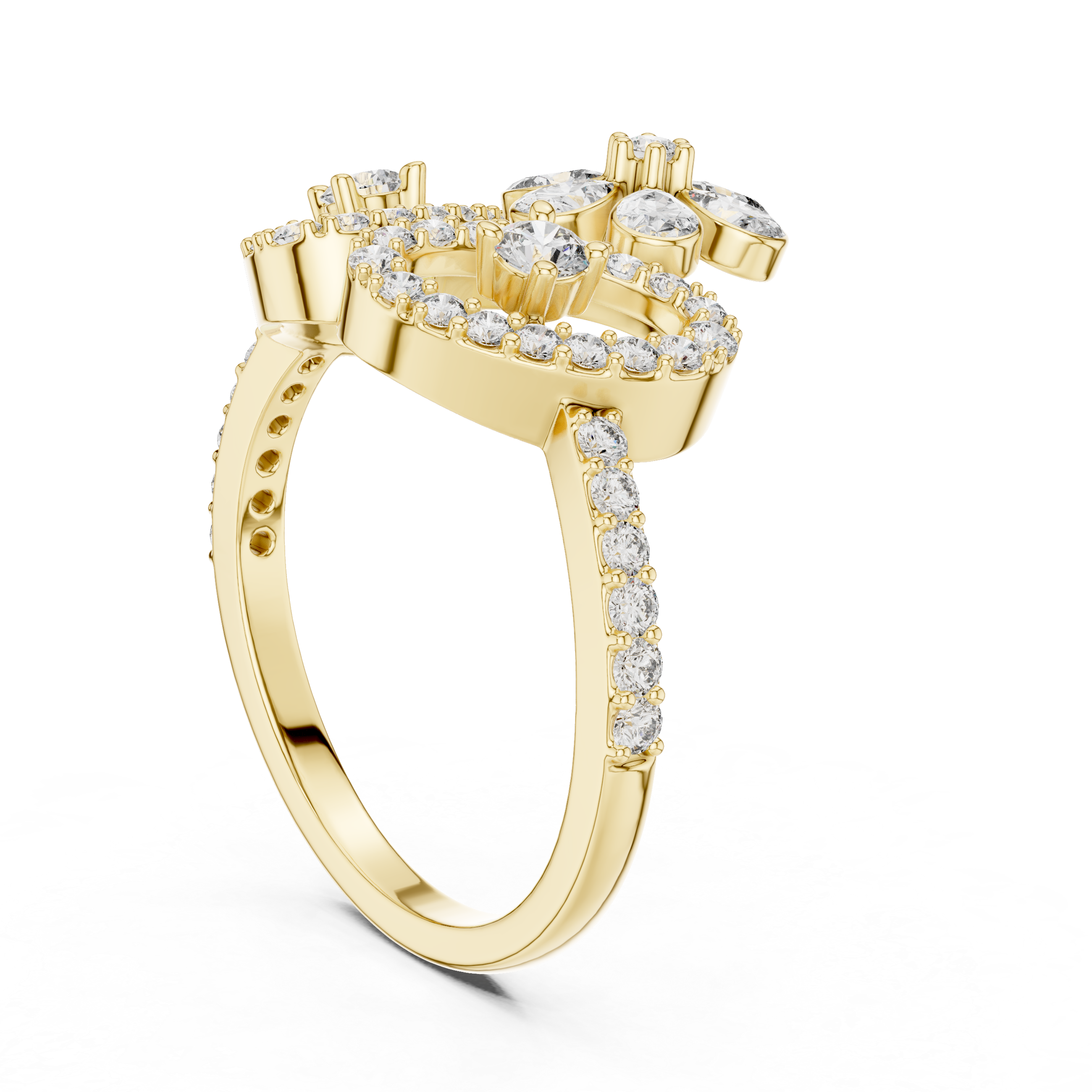 Floral Vine Diamond Statement Ring