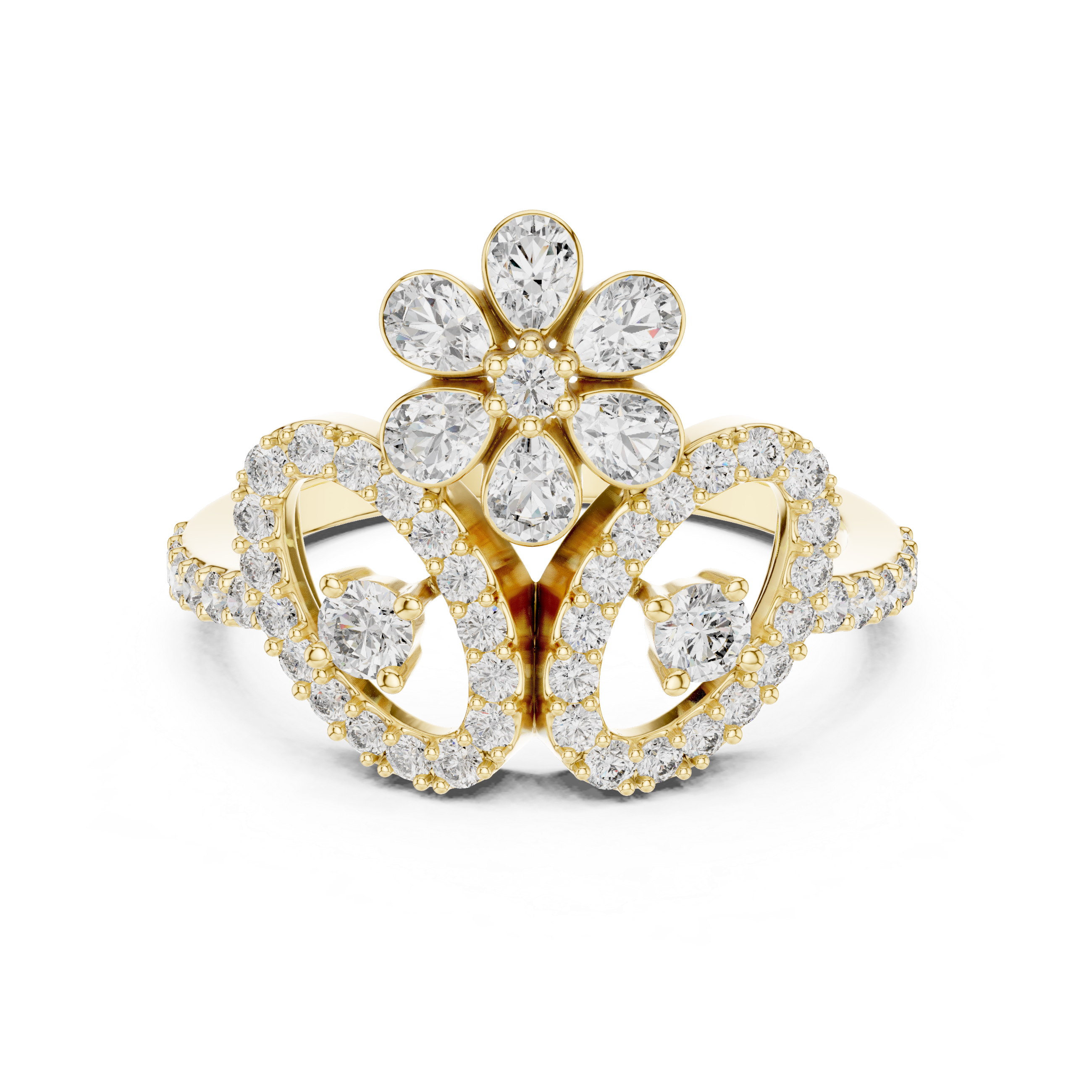 Floral Vine Diamond Statement Ring