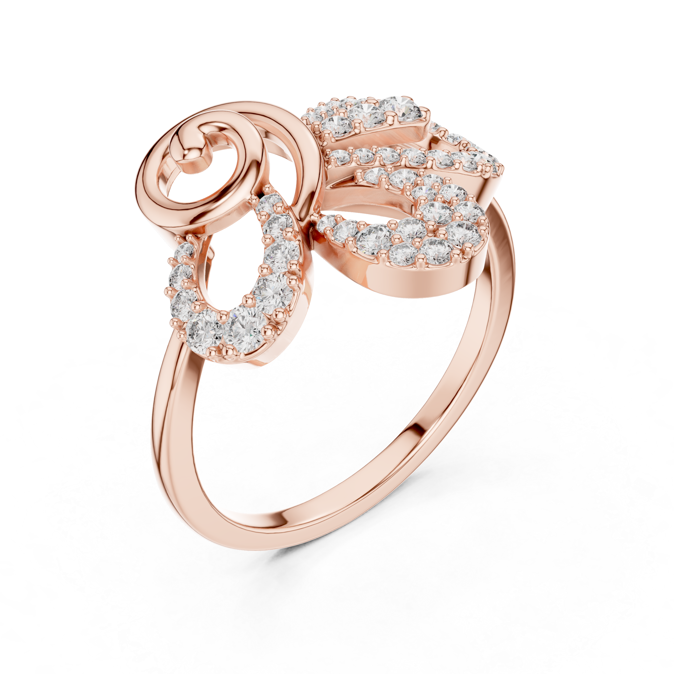 Abstract Swirl Diamond Statement Ring