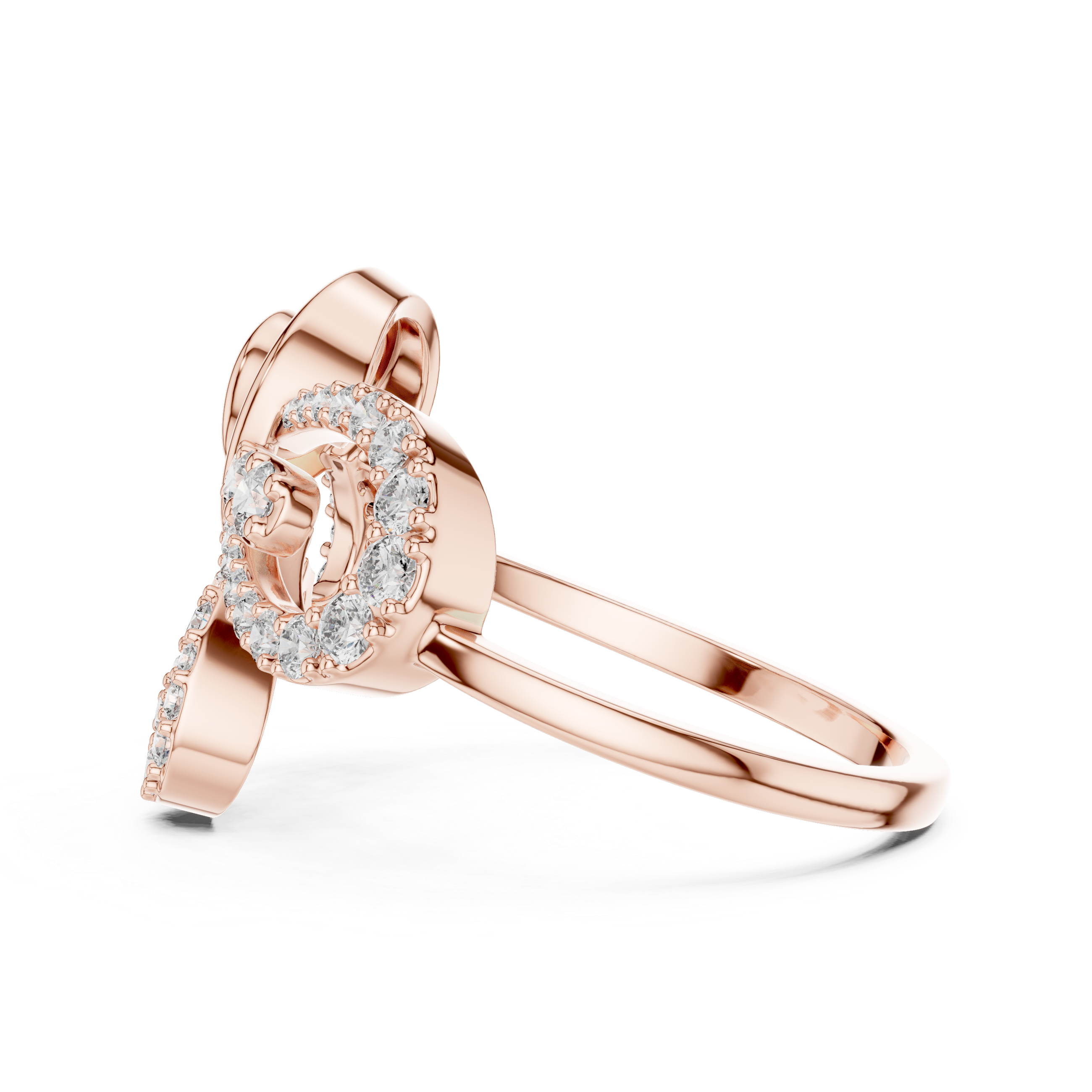 Abstract Swirl Diamond Statement Ring