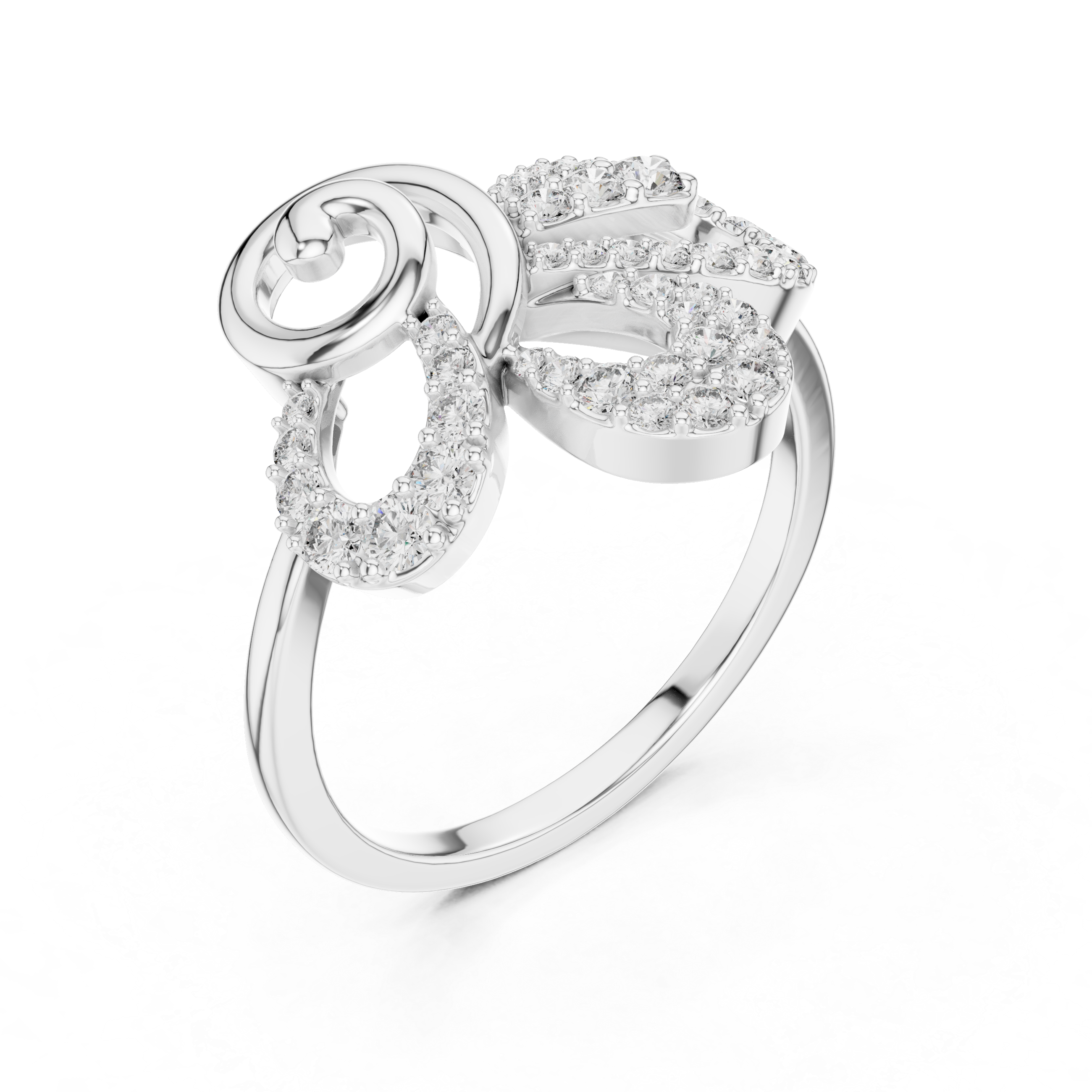 Abstract Swirl Diamond Statement Ring