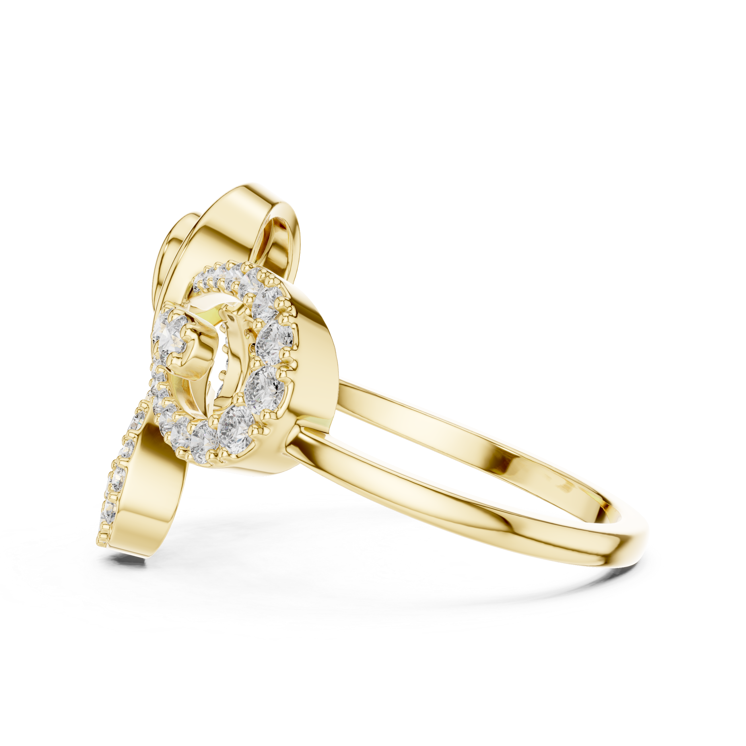 Abstract Swirl Diamond Statement Ring
