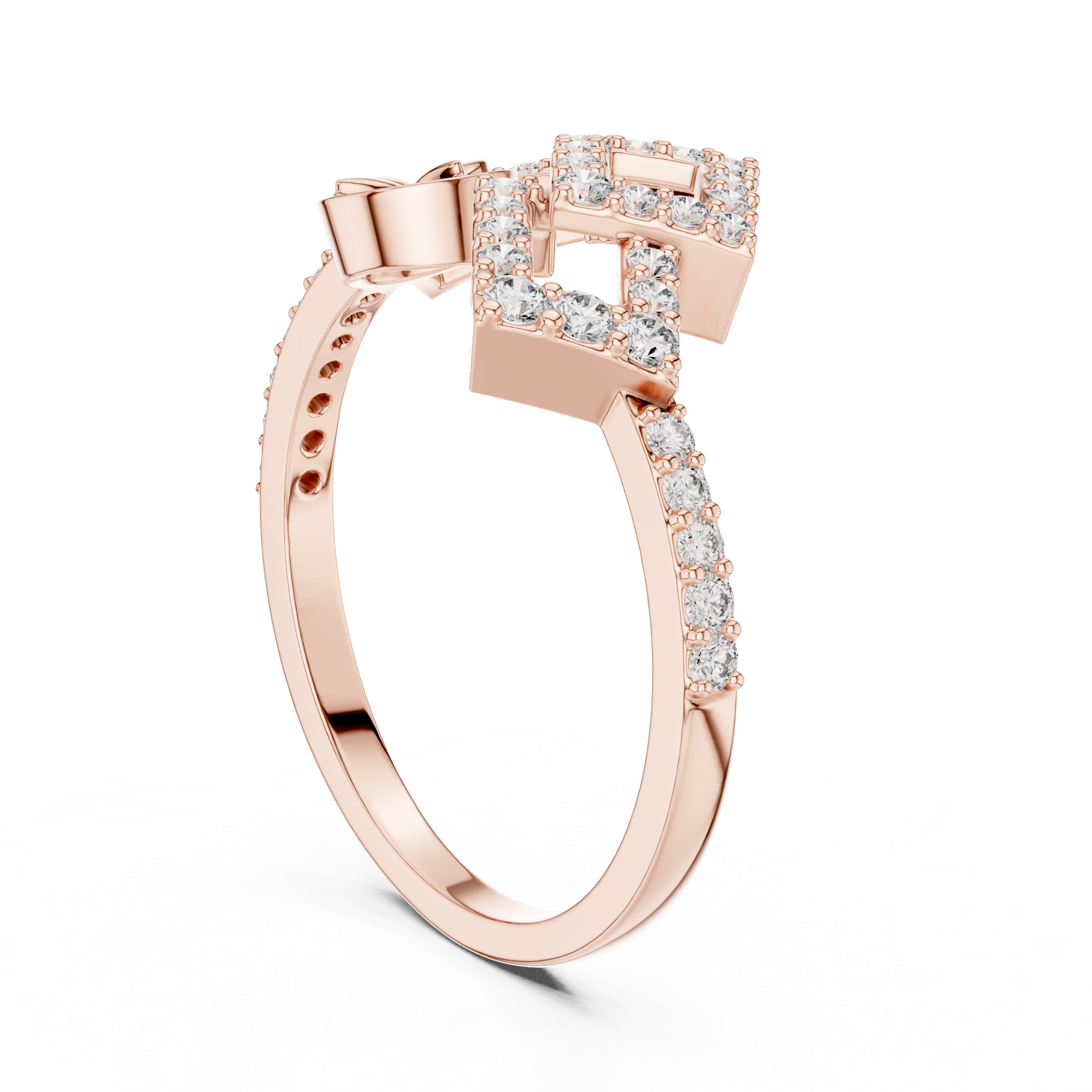 Geometric Floral Diamond Ring