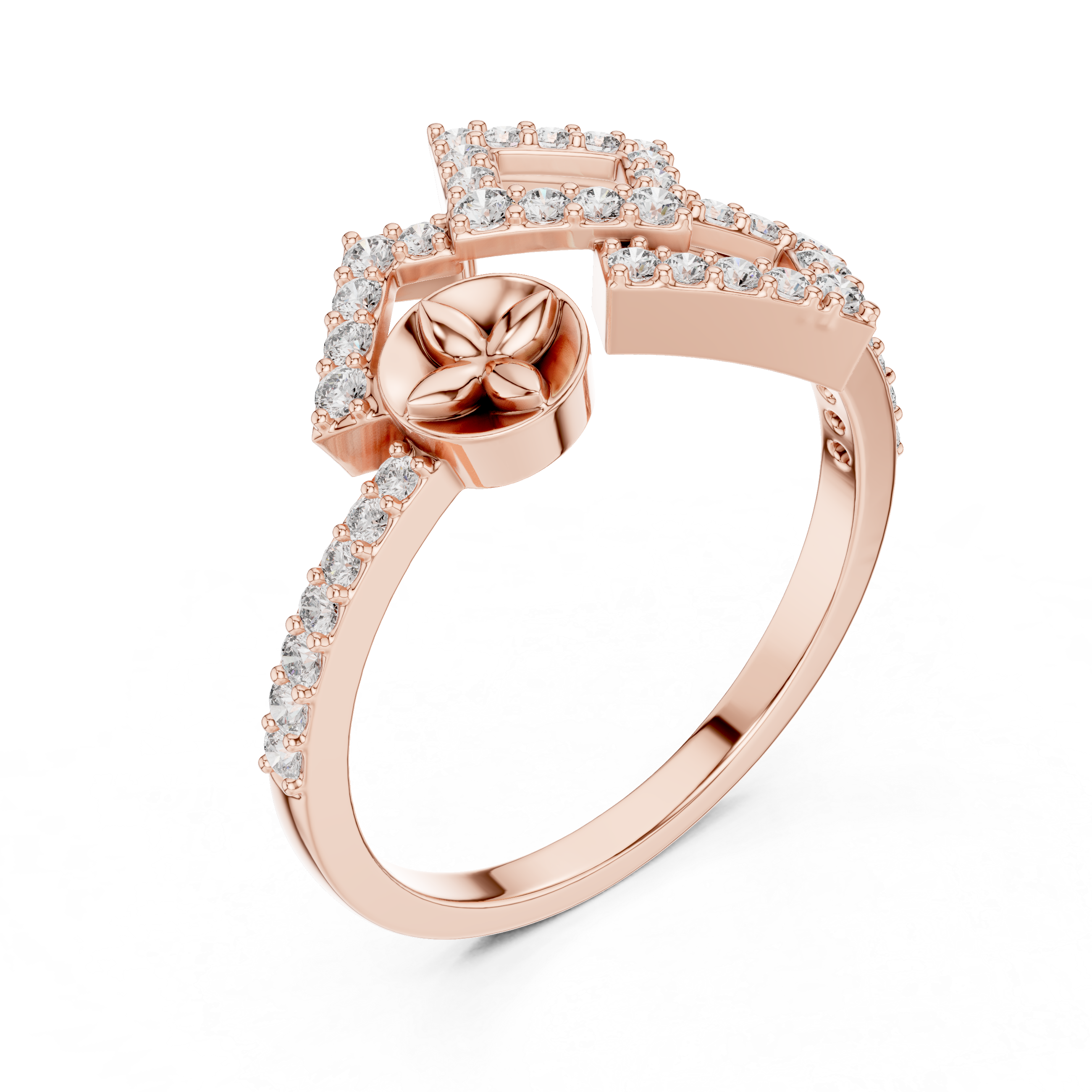 Geometric Floral Diamond Ring