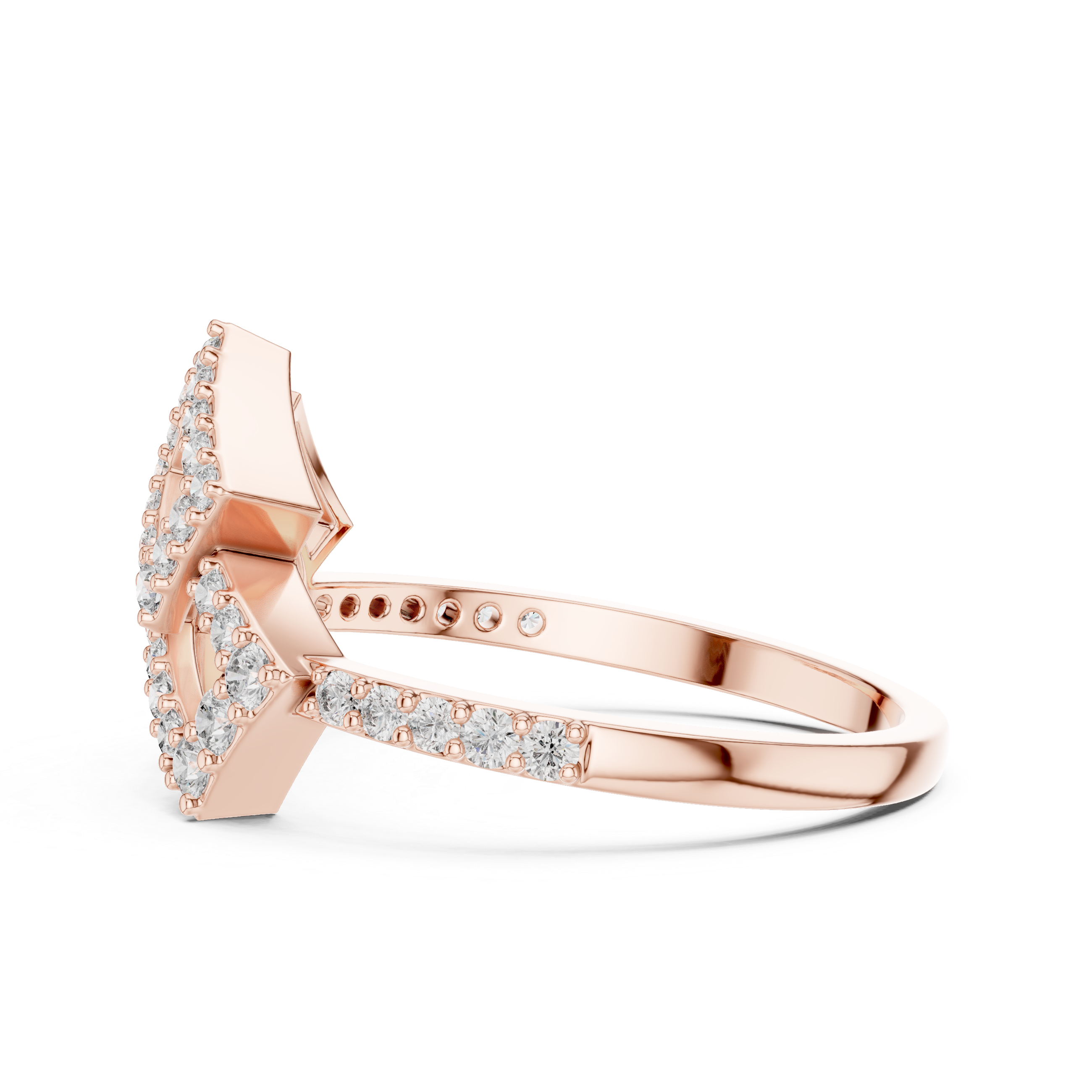 Geometric Floral Diamond Ring
