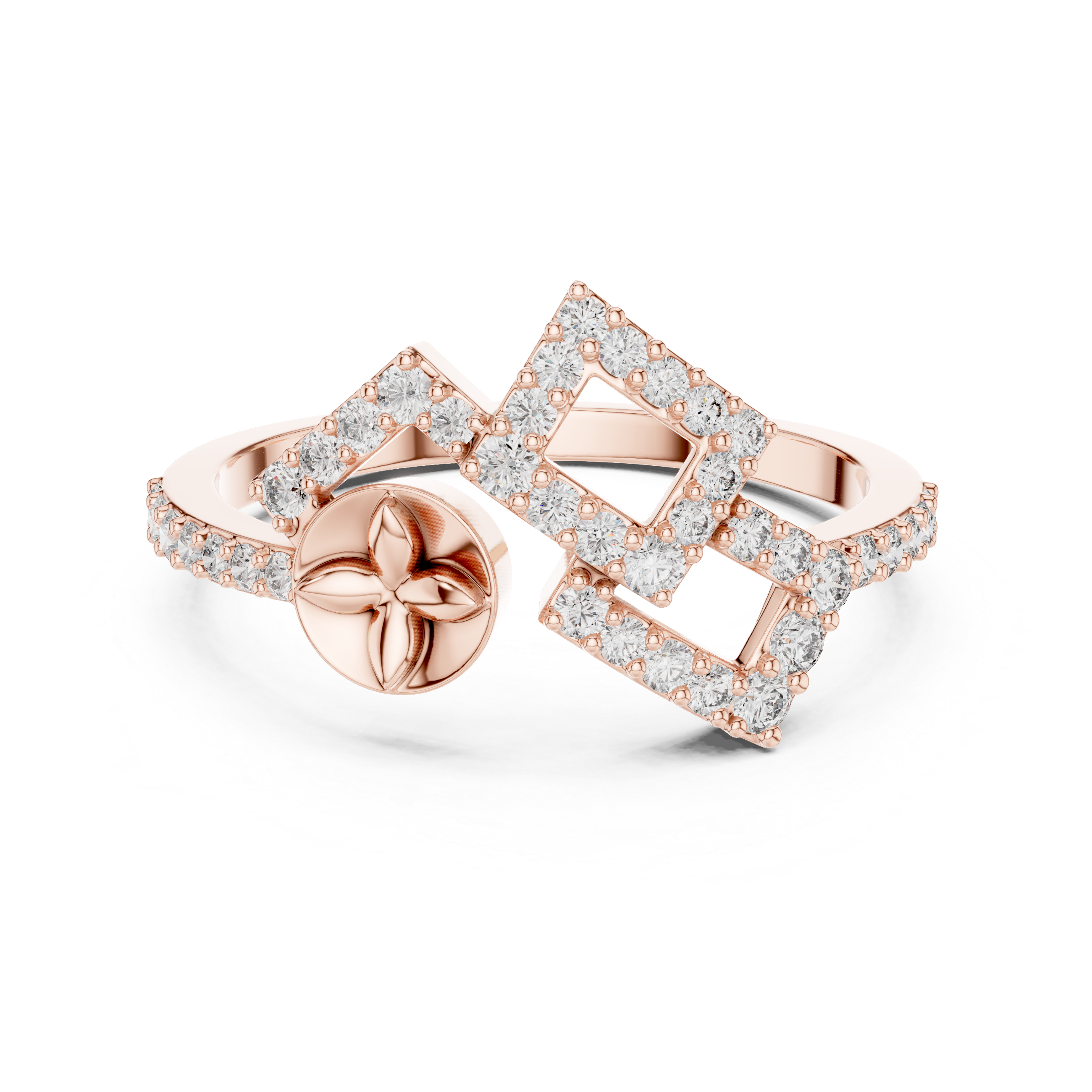Geometric Floral Diamond Ring