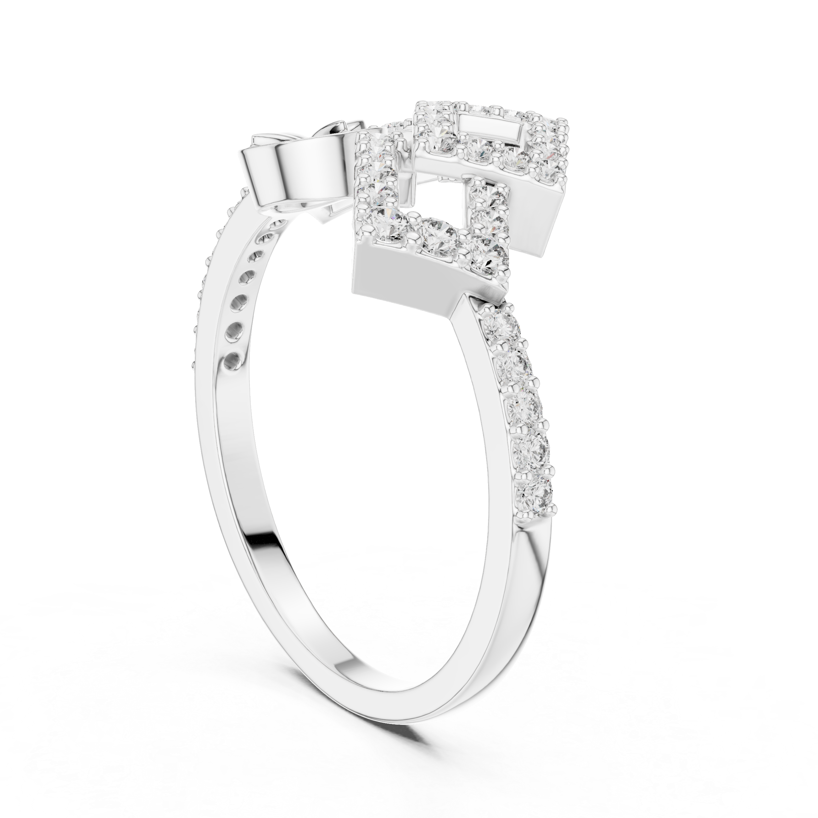 Geometric Floral Diamond Ring