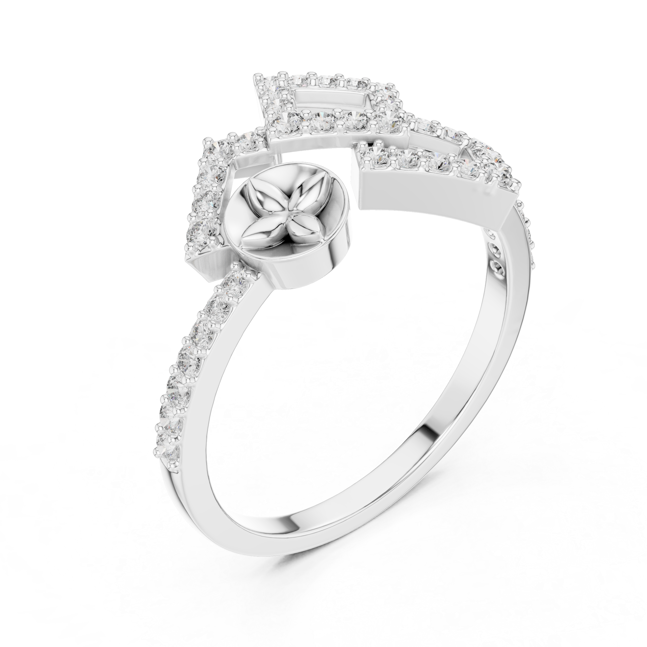 Geometric Floral Diamond Ring