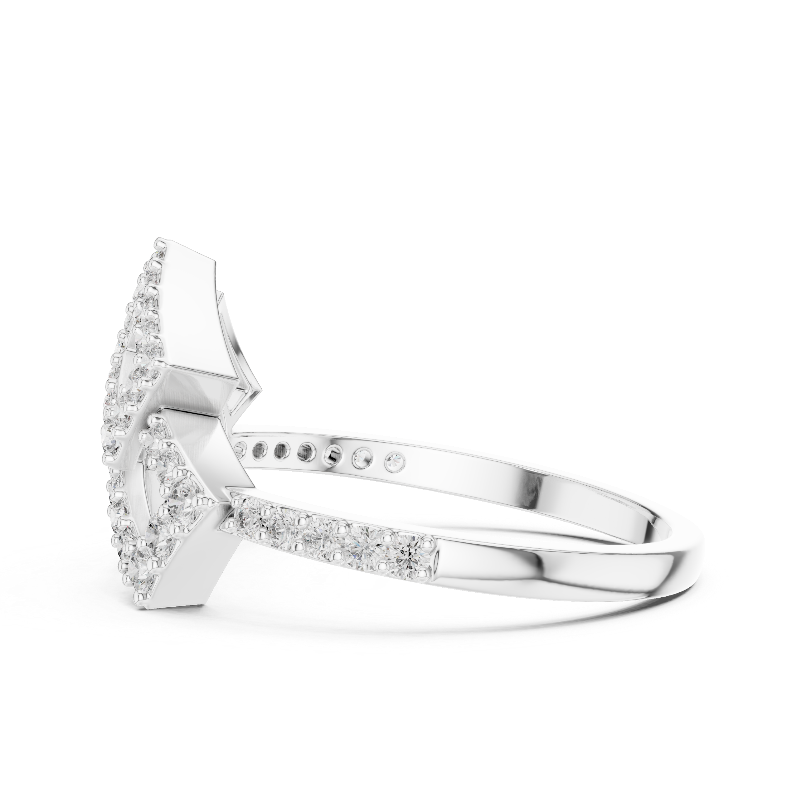 Geometric Floral Diamond Ring