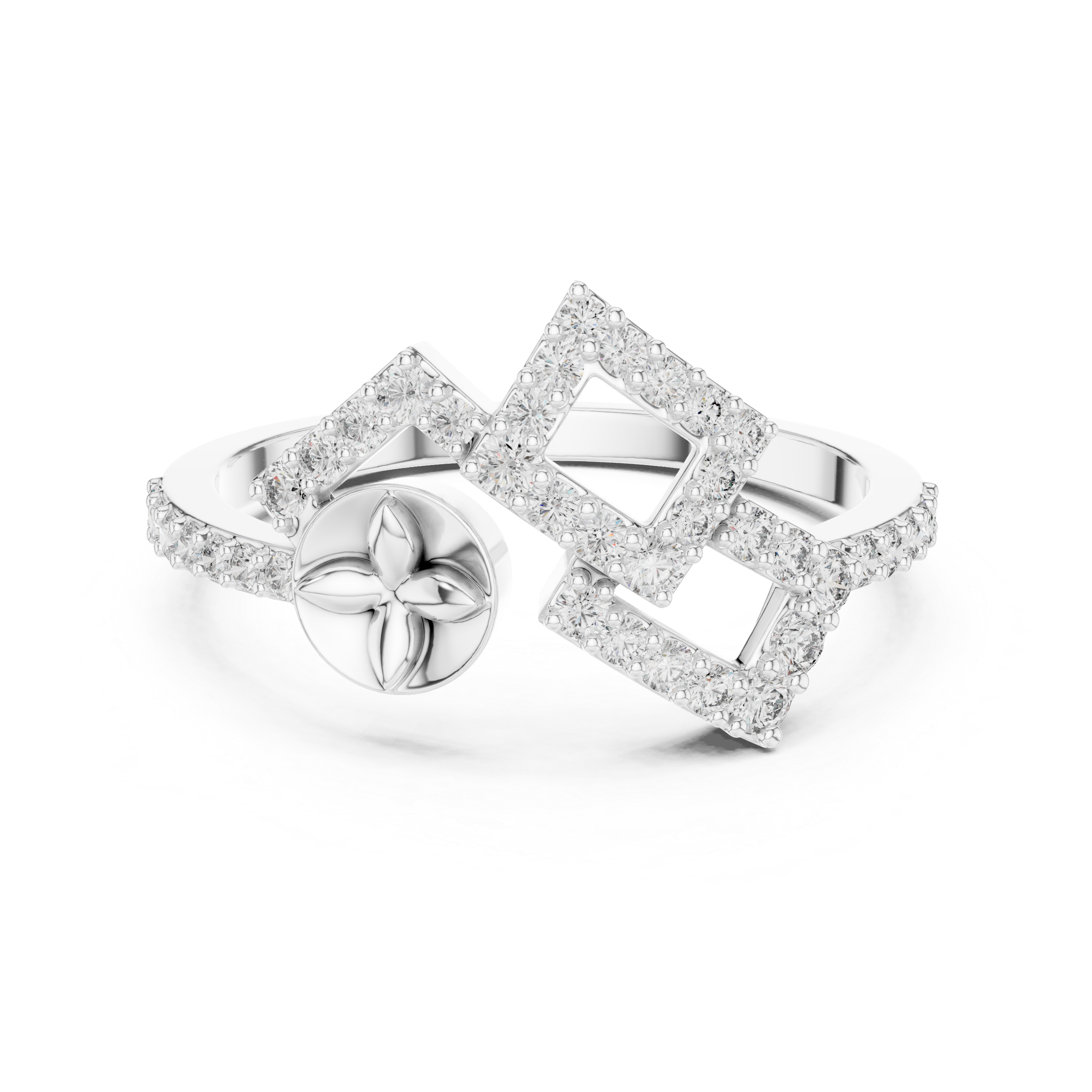 Geometric Floral Diamond Ring
