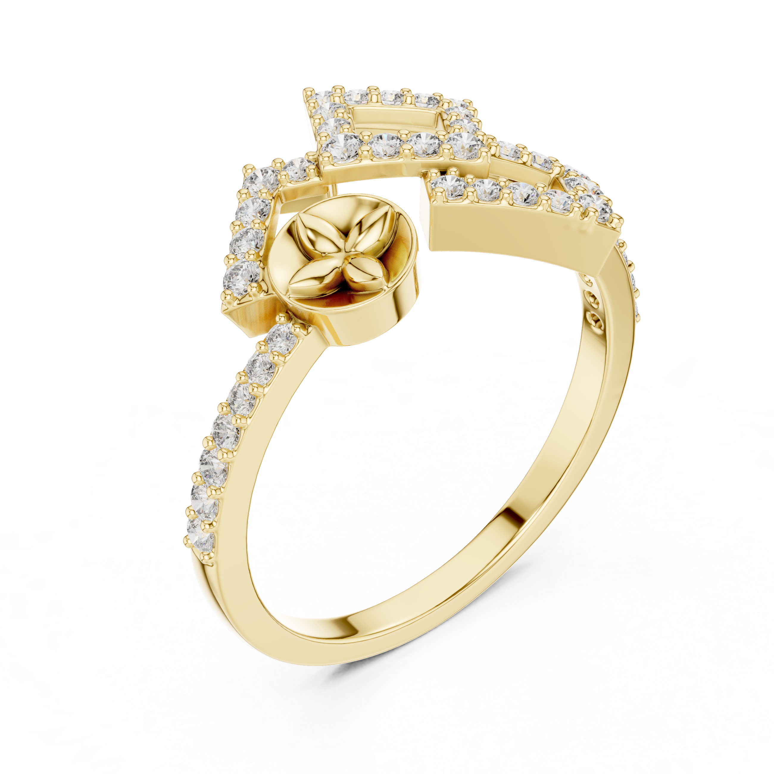 Geometric Floral Diamond Ring