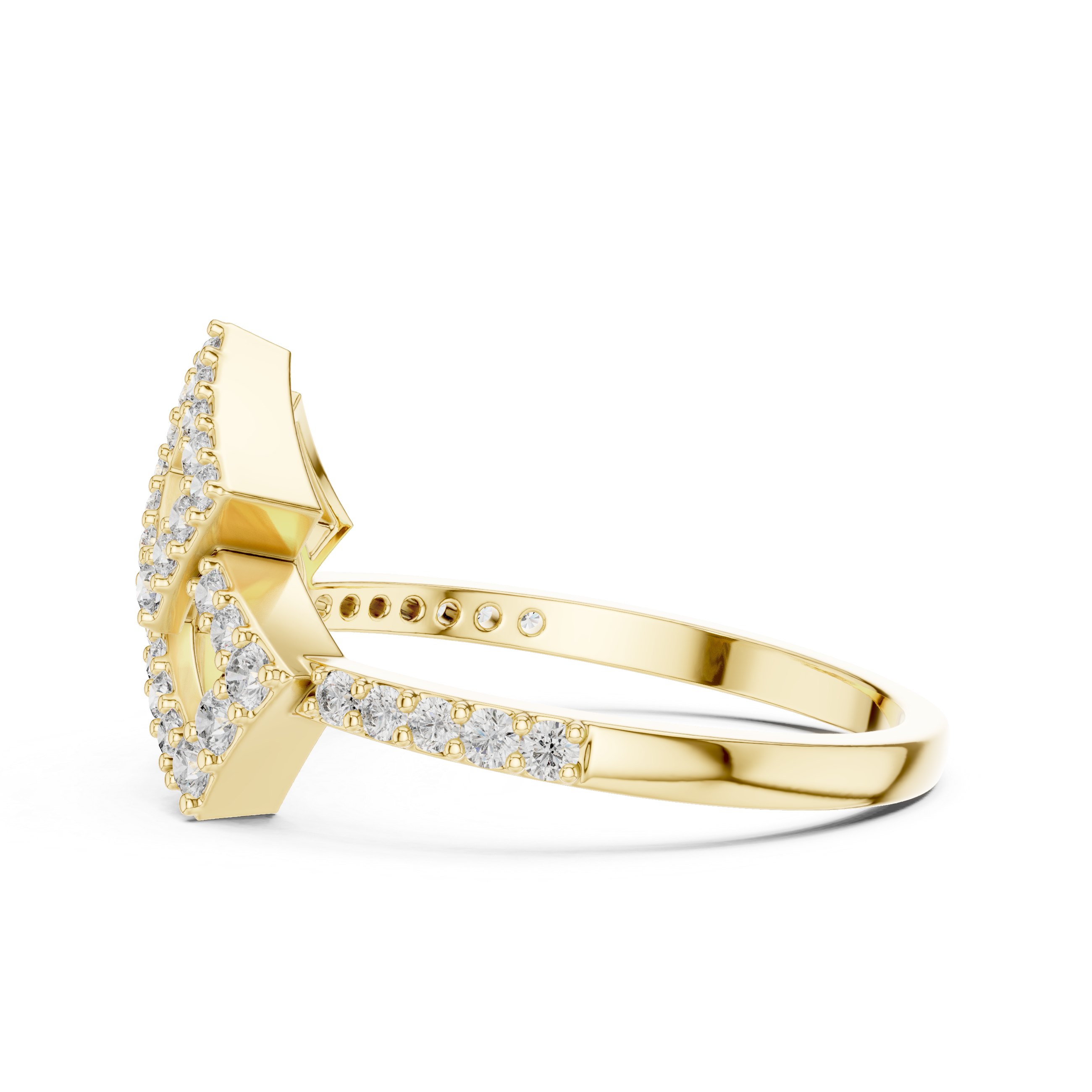 Geometric Floral Diamond Ring