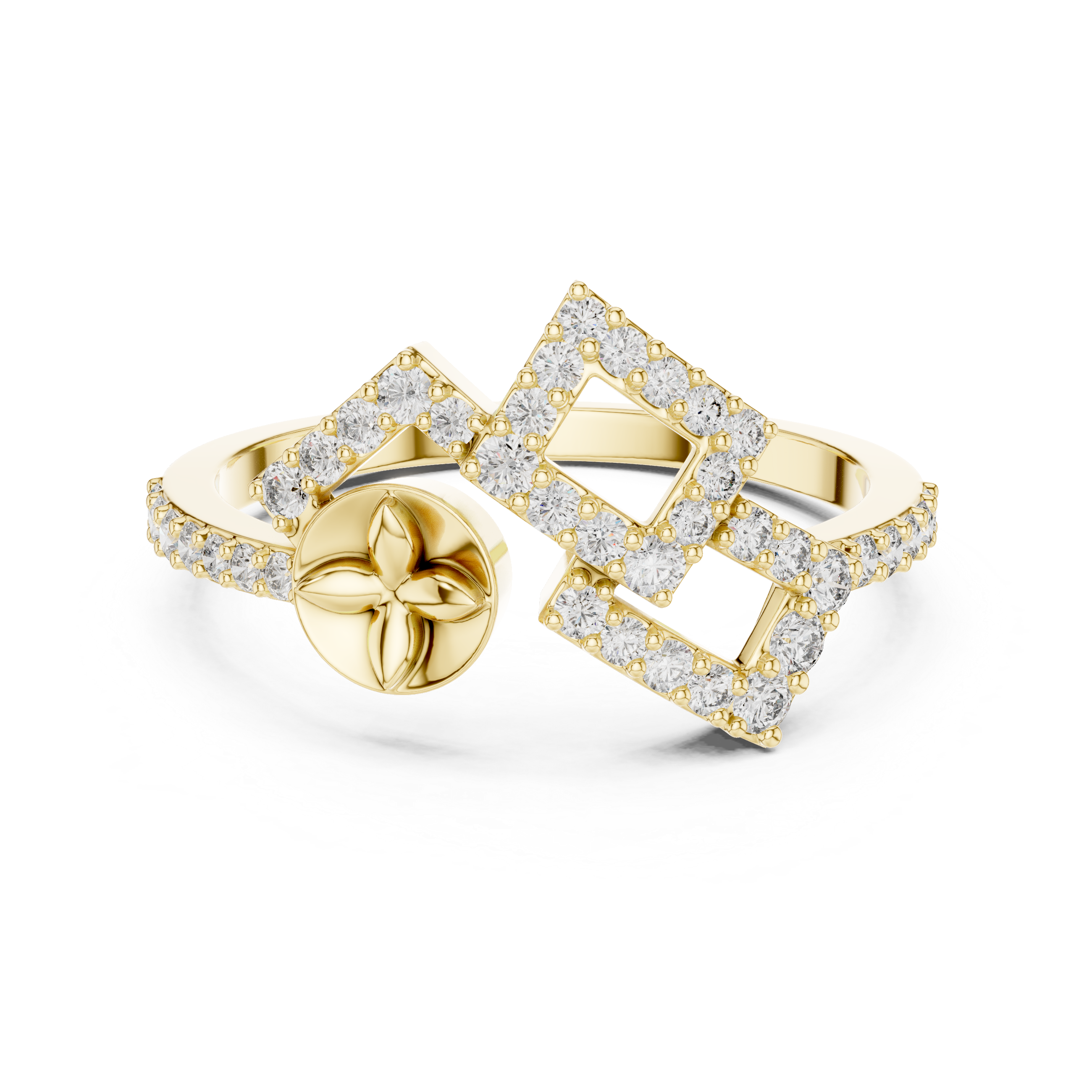 Geometric Floral Diamond Ring