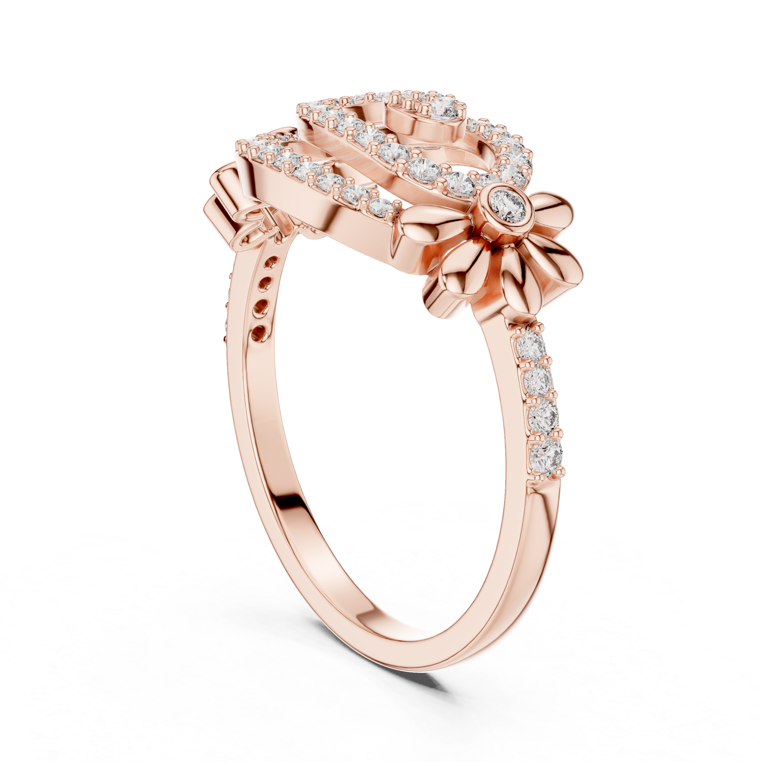 Floral Spiral Diamond Ring