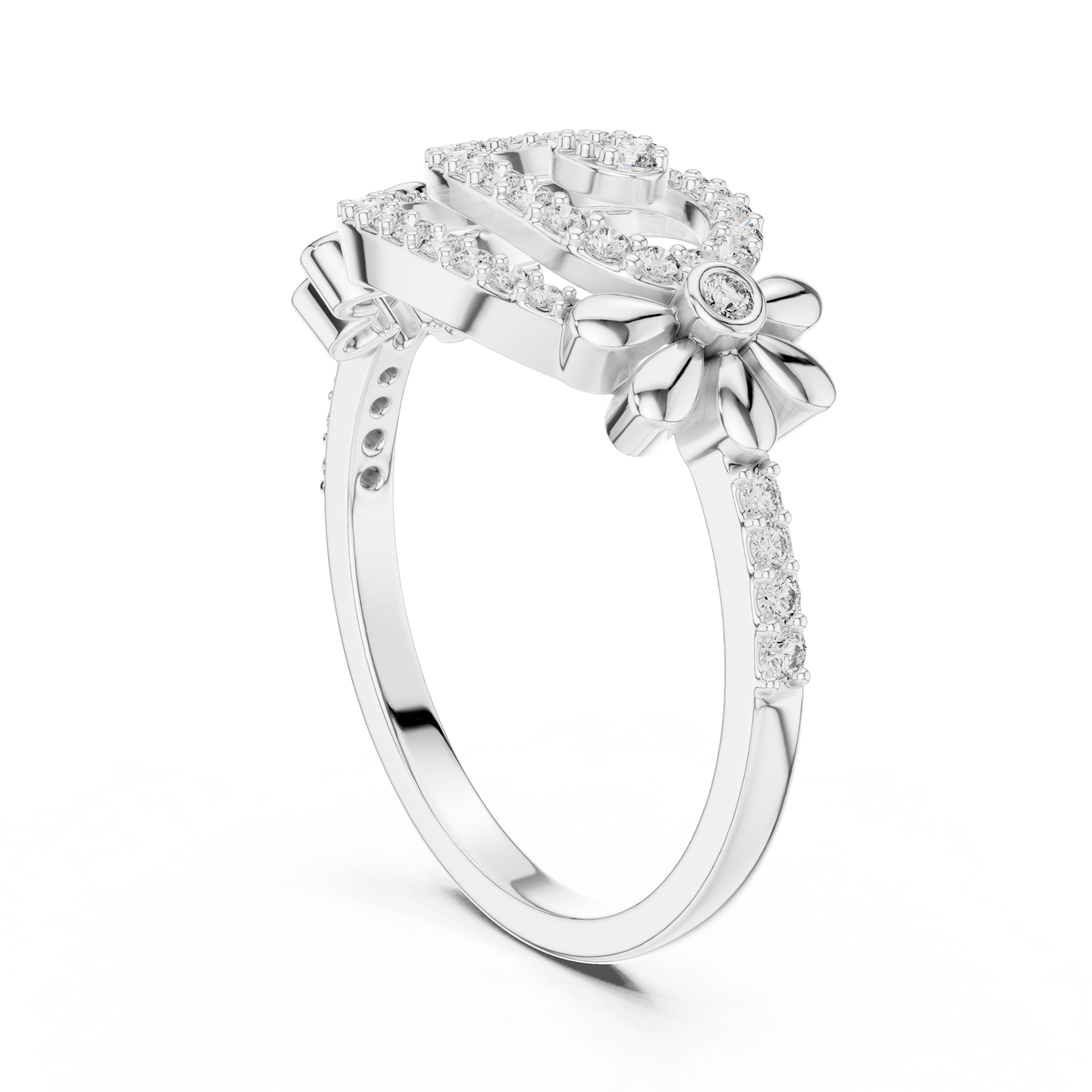 Floral Spiral Diamond Ring