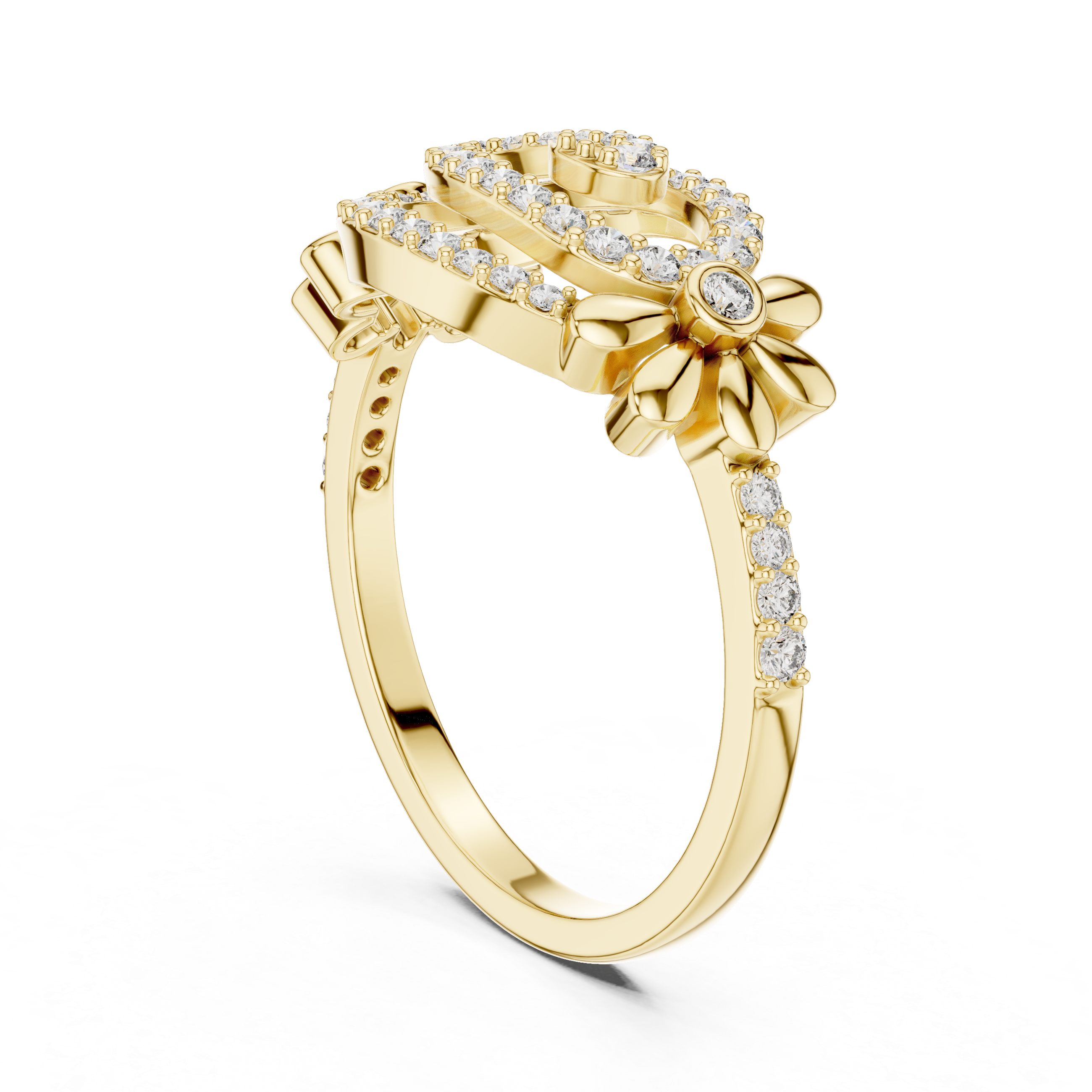 Floral Spiral Diamond Ring