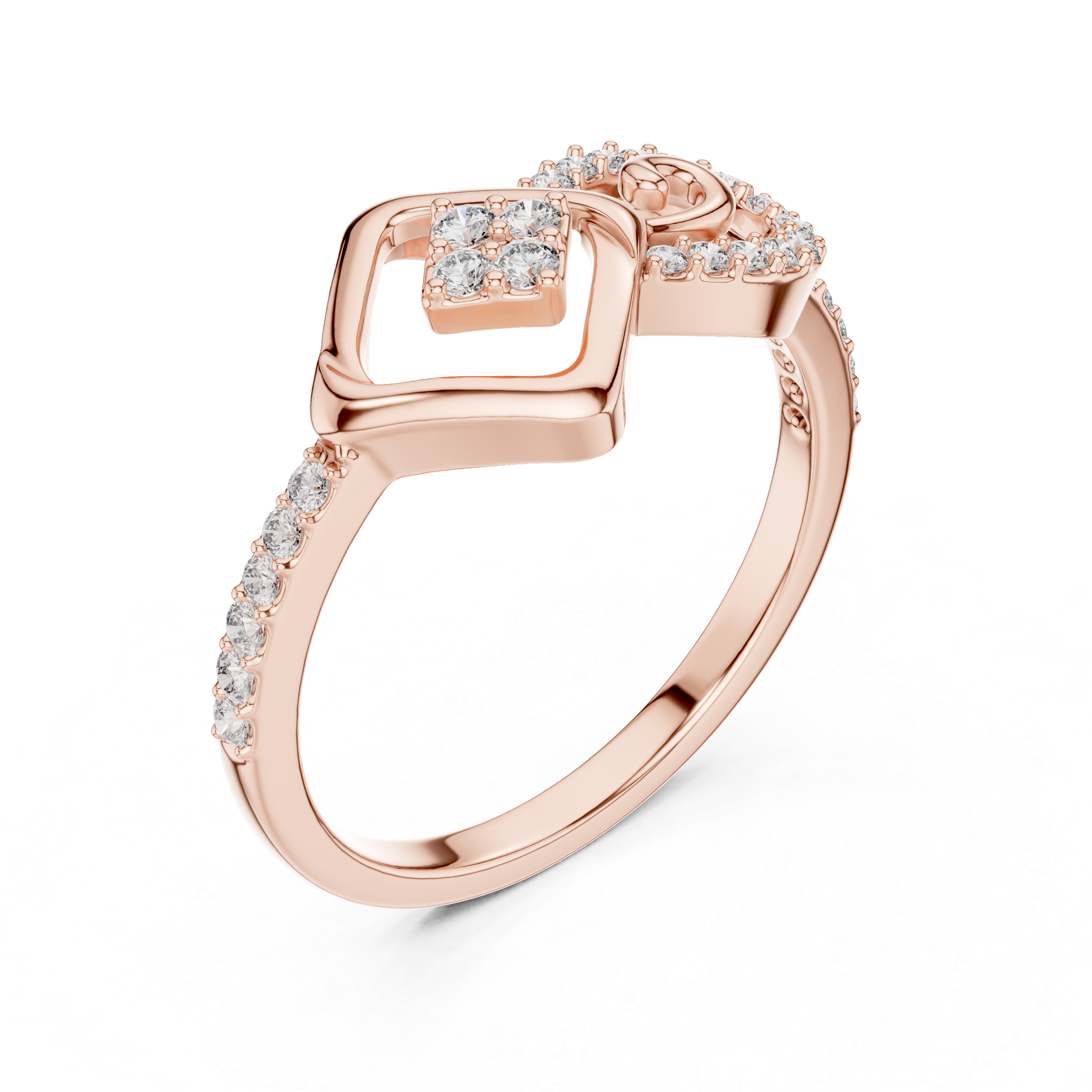 Abstract Diamond Swirl Ring