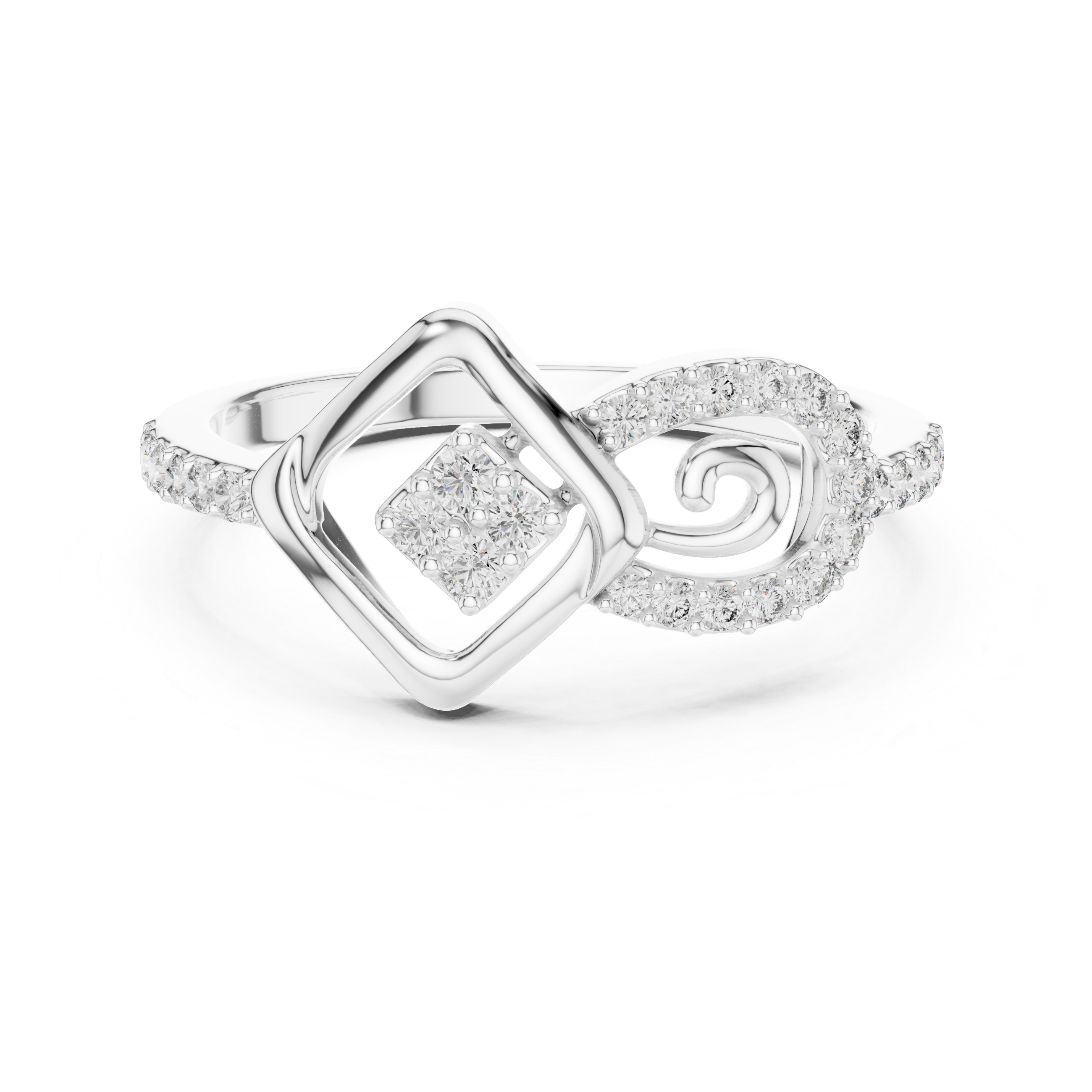 Abstract Diamond Swirl Ring