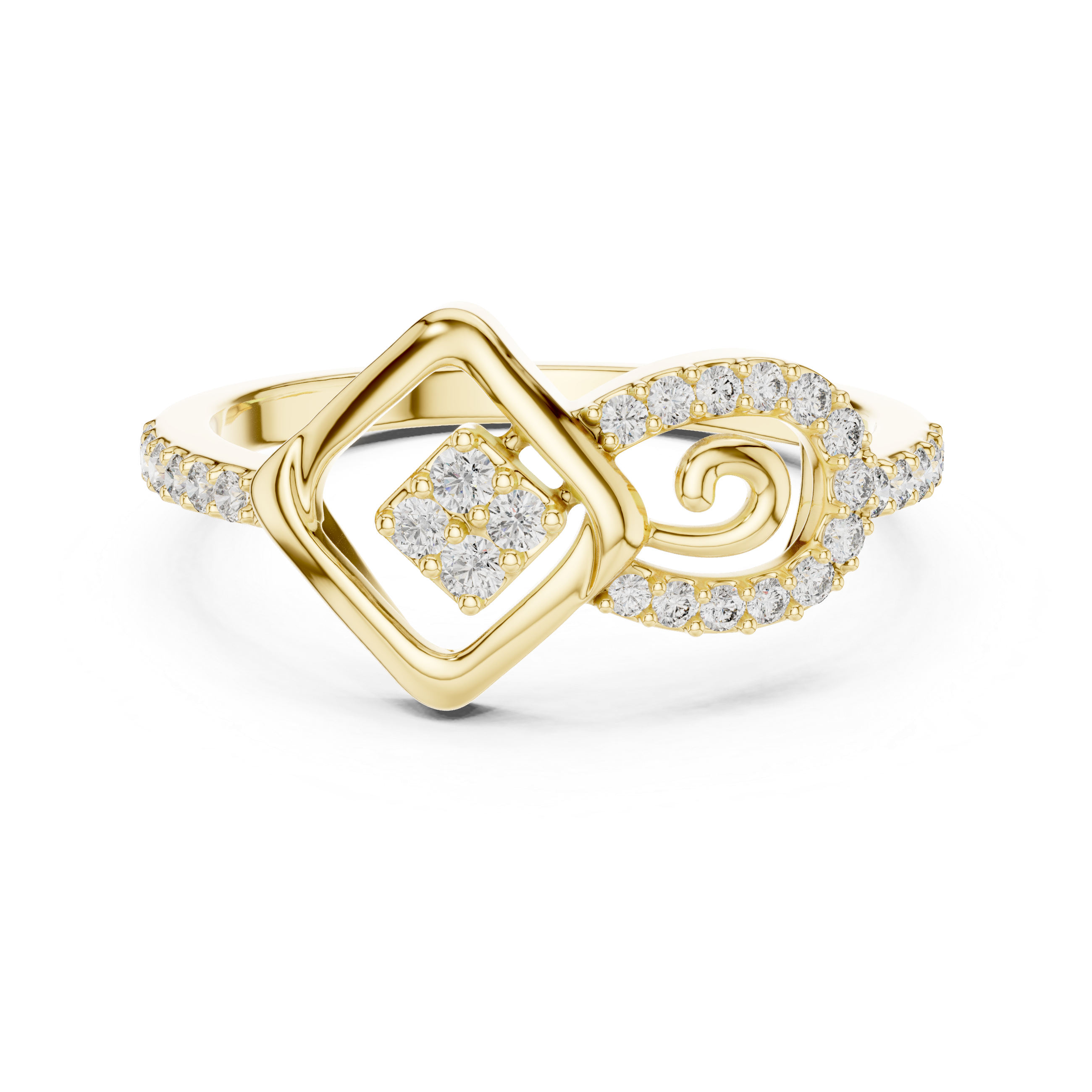 Abstract Diamond Swirl Ring