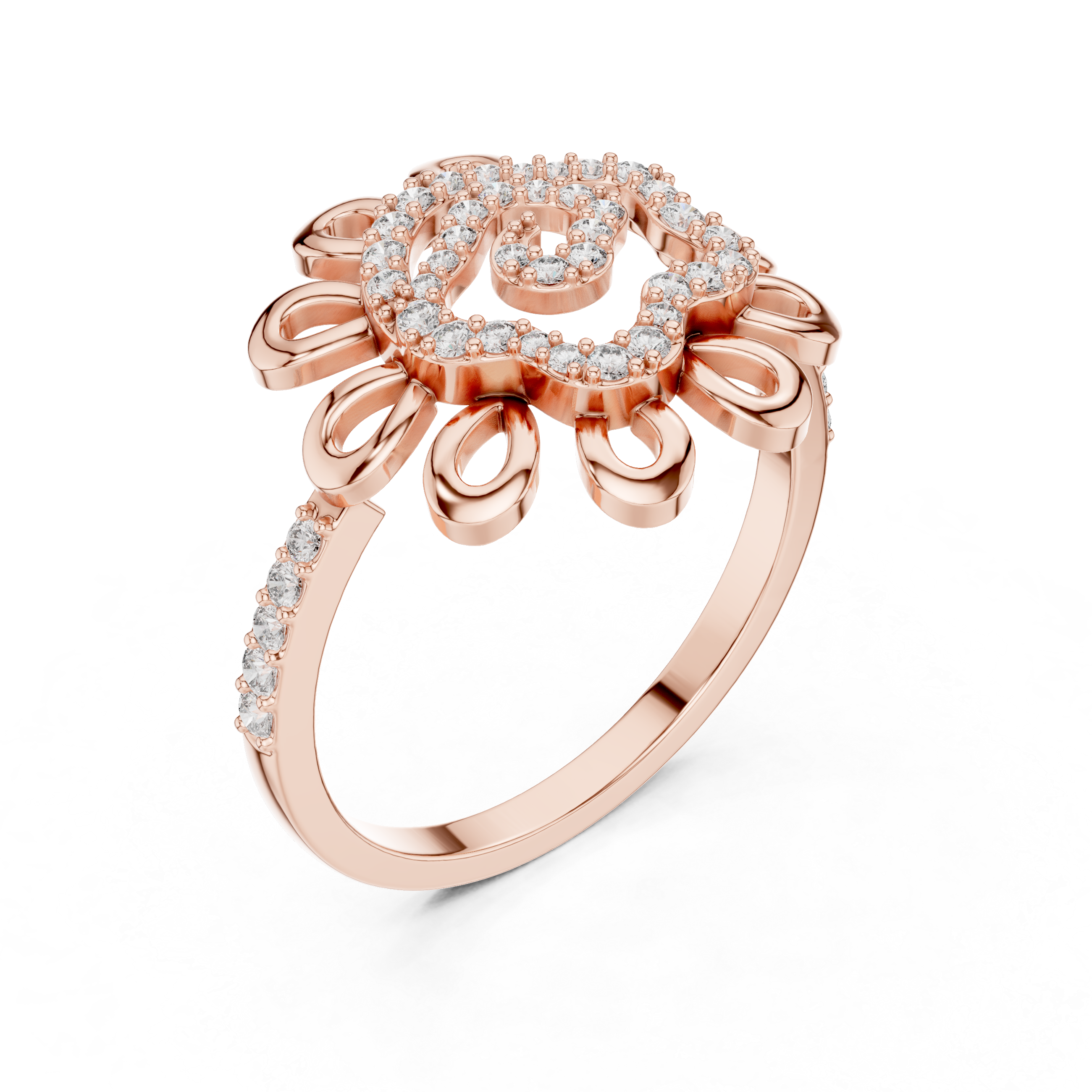 Floral Spiral Diamond Ring
