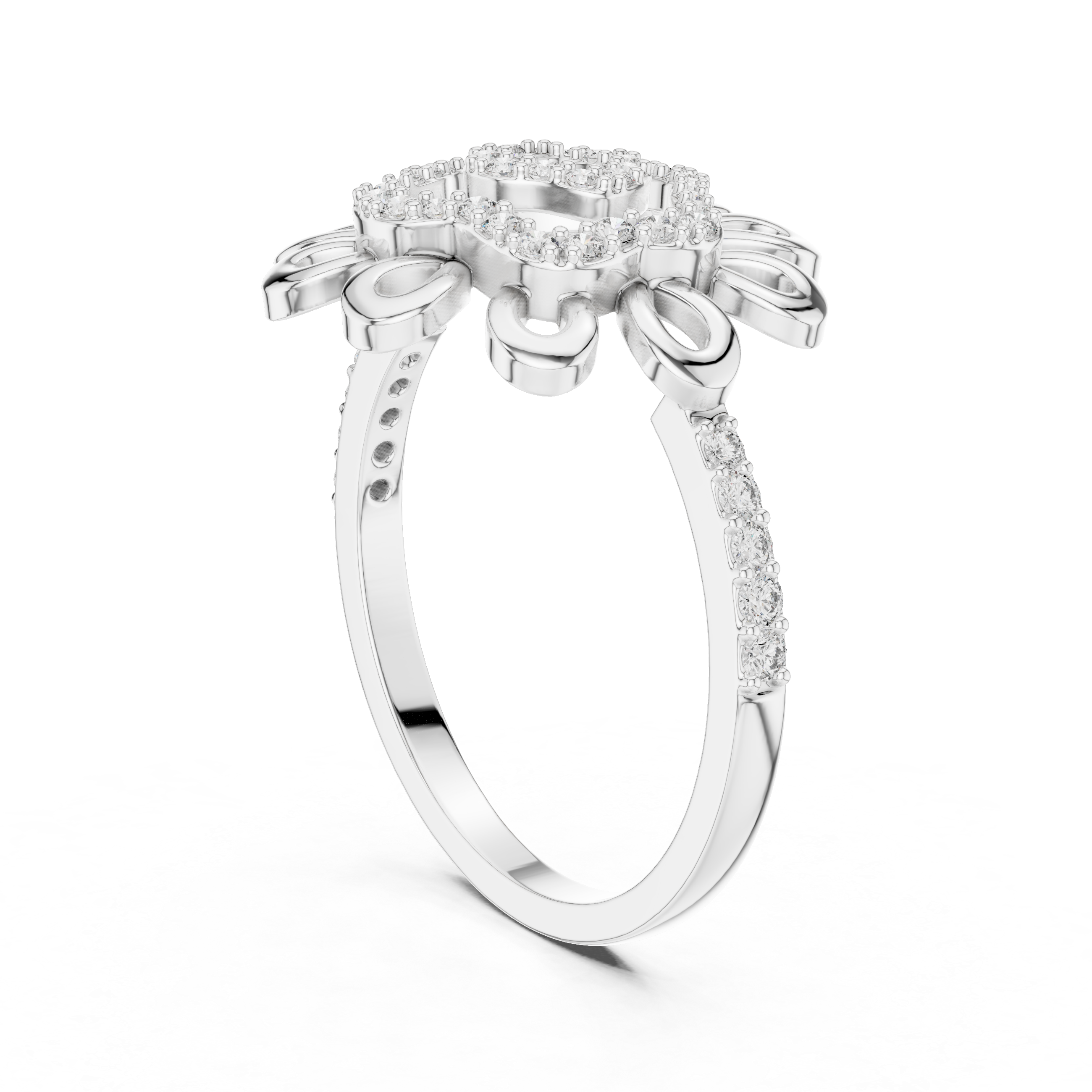 Floral Spiral Diamond Ring