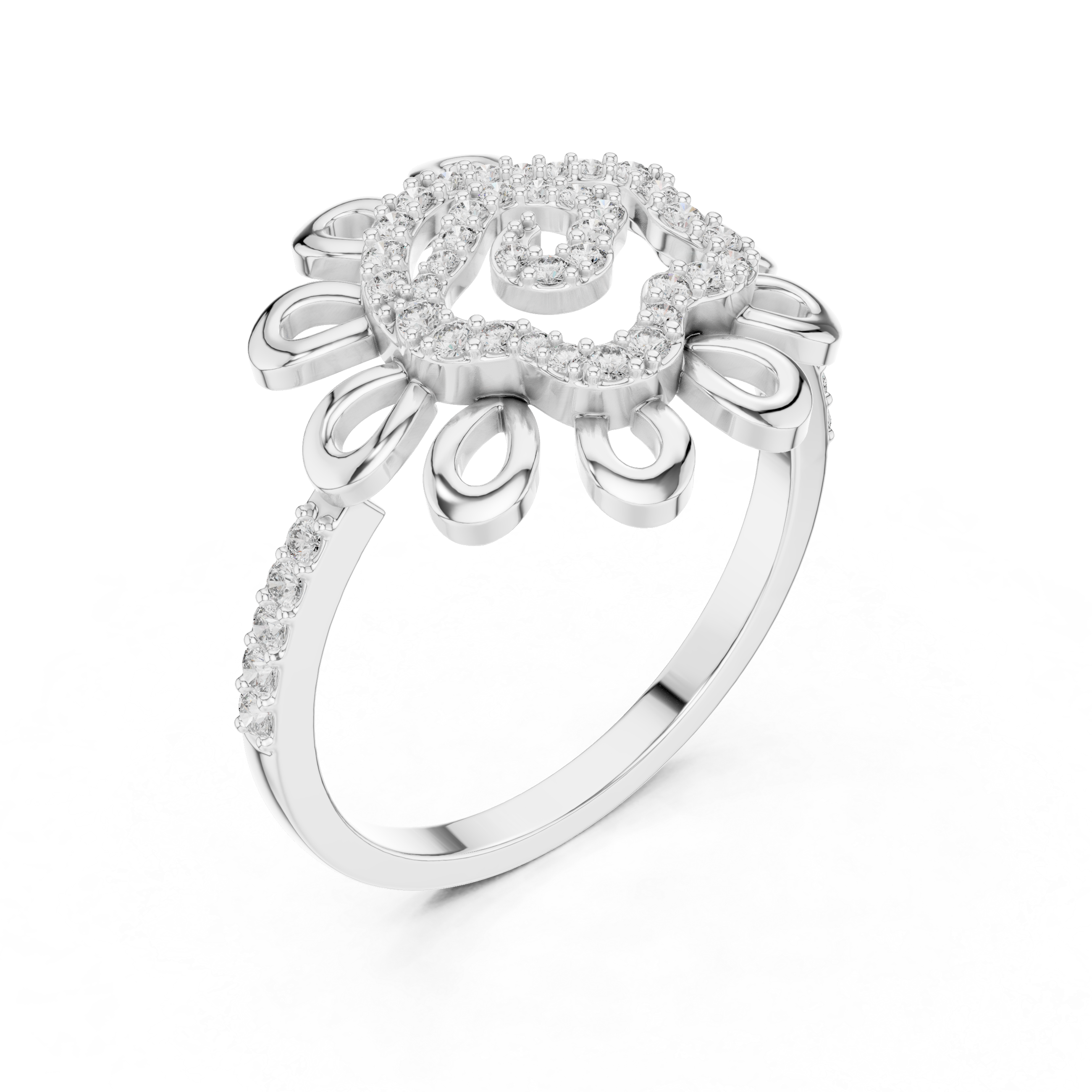 Floral Spiral Diamond Ring